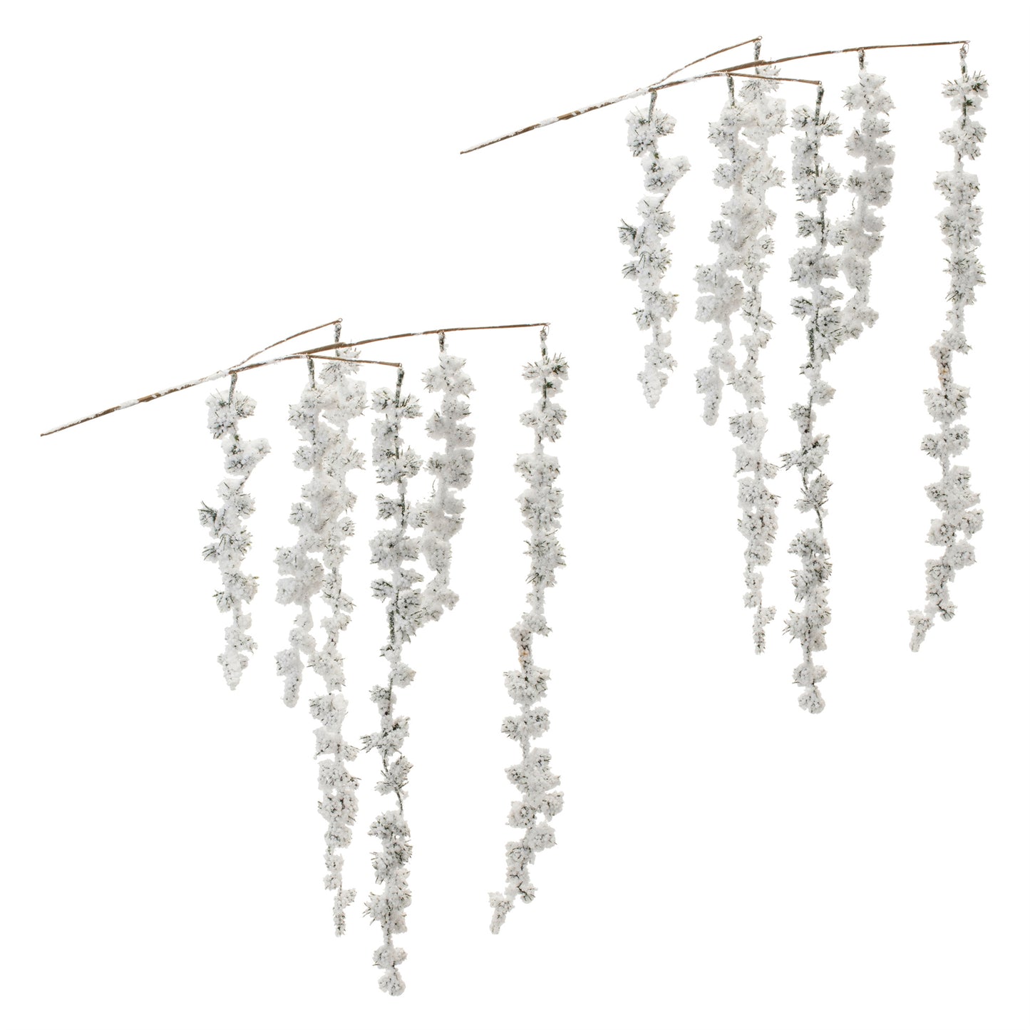 Snowy Hanging Pine Cluster Branch (Set of 2)