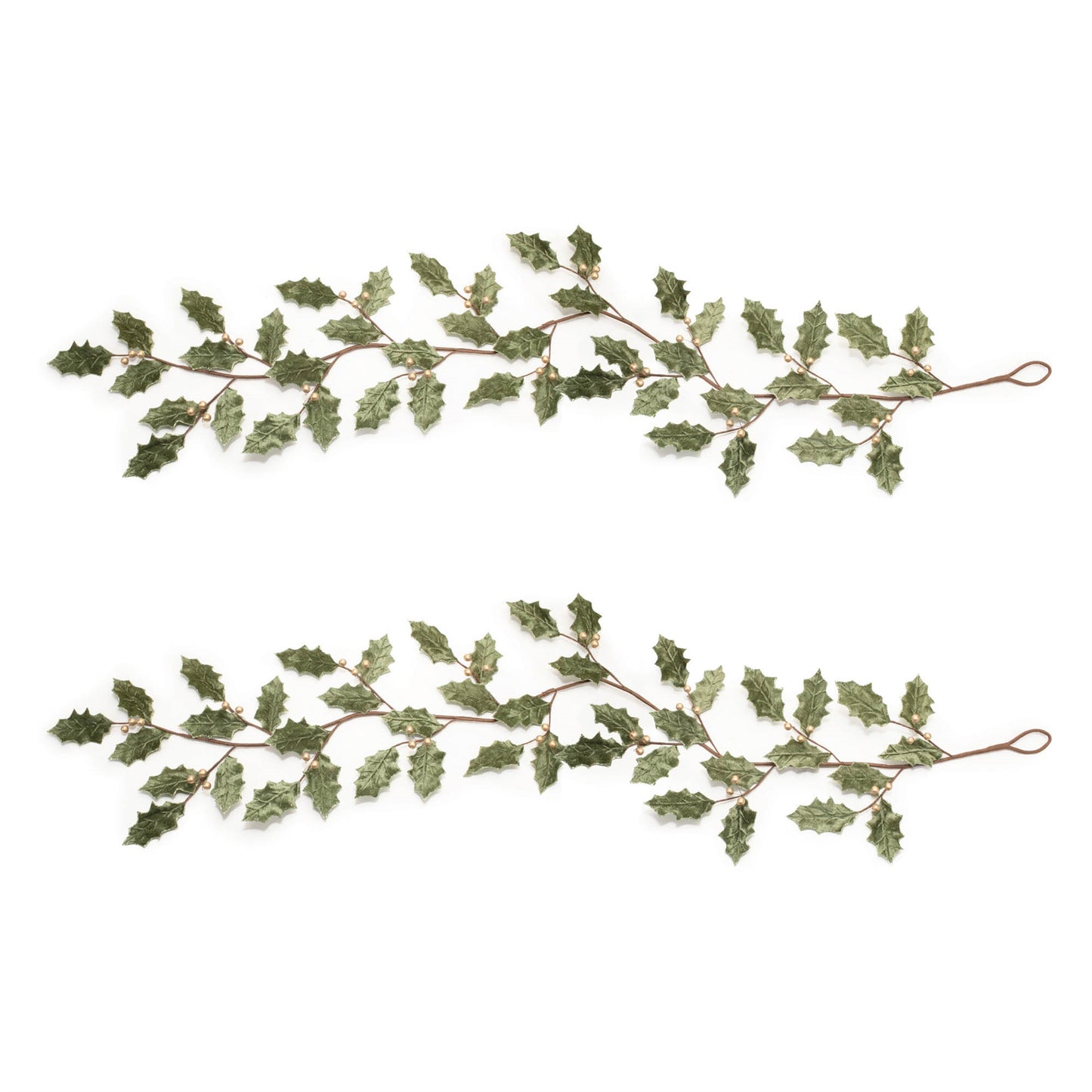 Glittered Holly Leaf Garland (Set of 2)