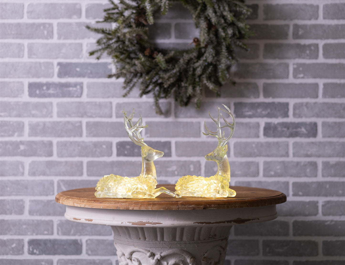 LED Lighted Sage Green Deer (Set of 2)