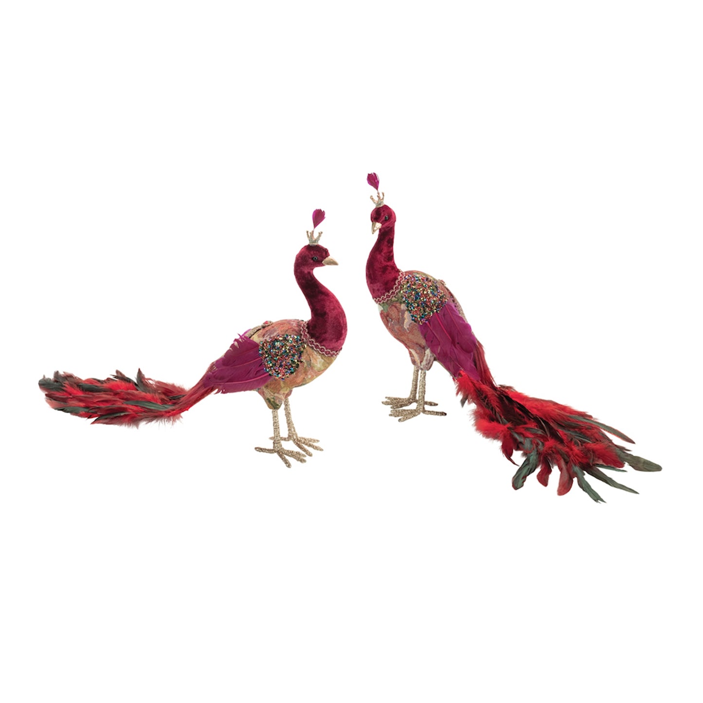 Beaded Royal Peacock Shelf Sitter (Set of 2)