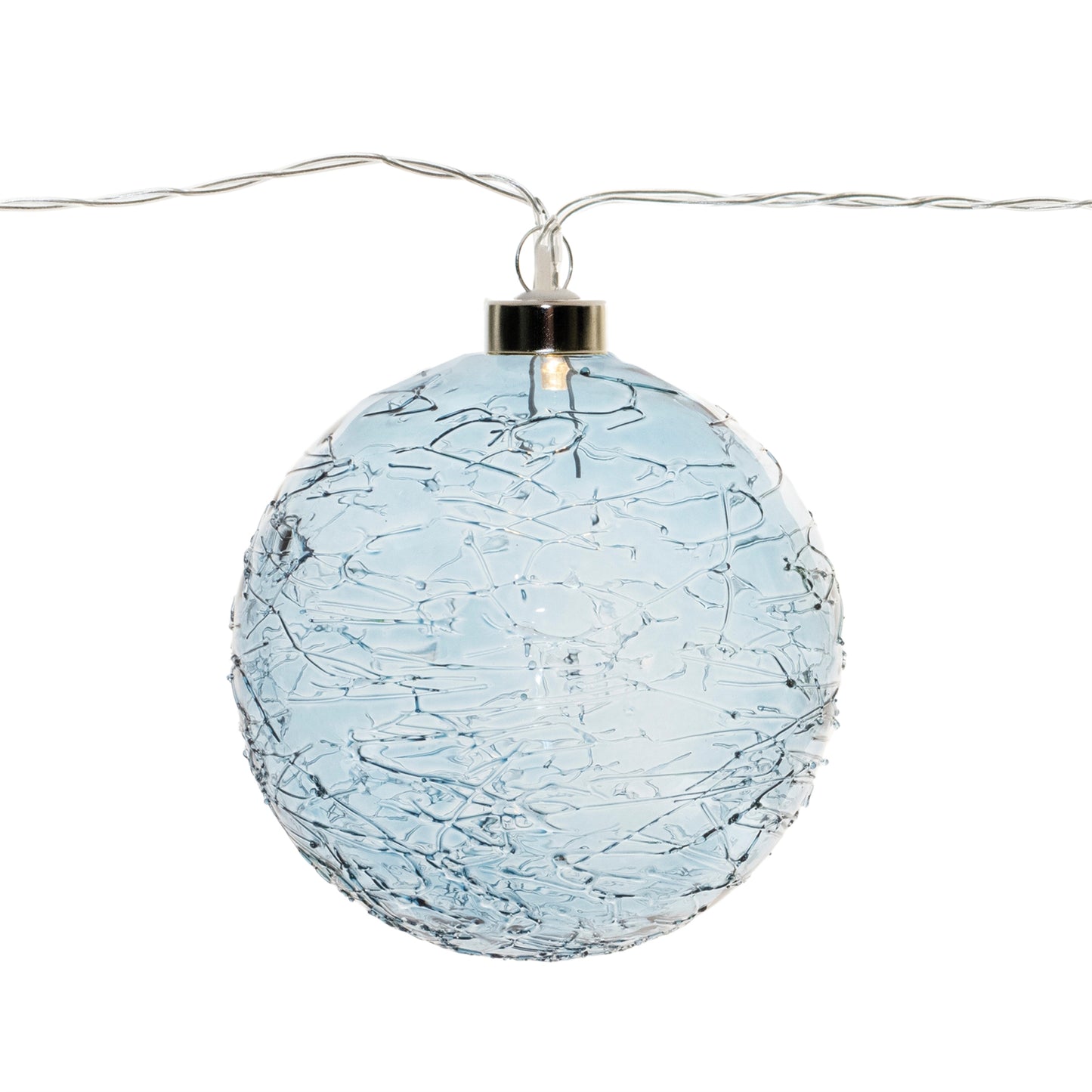 LED Blue Crackle Glass Ball Ornament String
