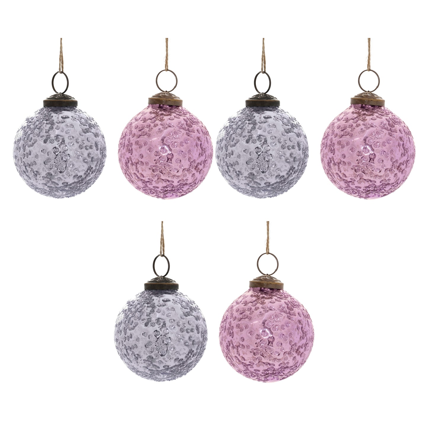 Distressed Glass Ball Ornament (Set of 6)