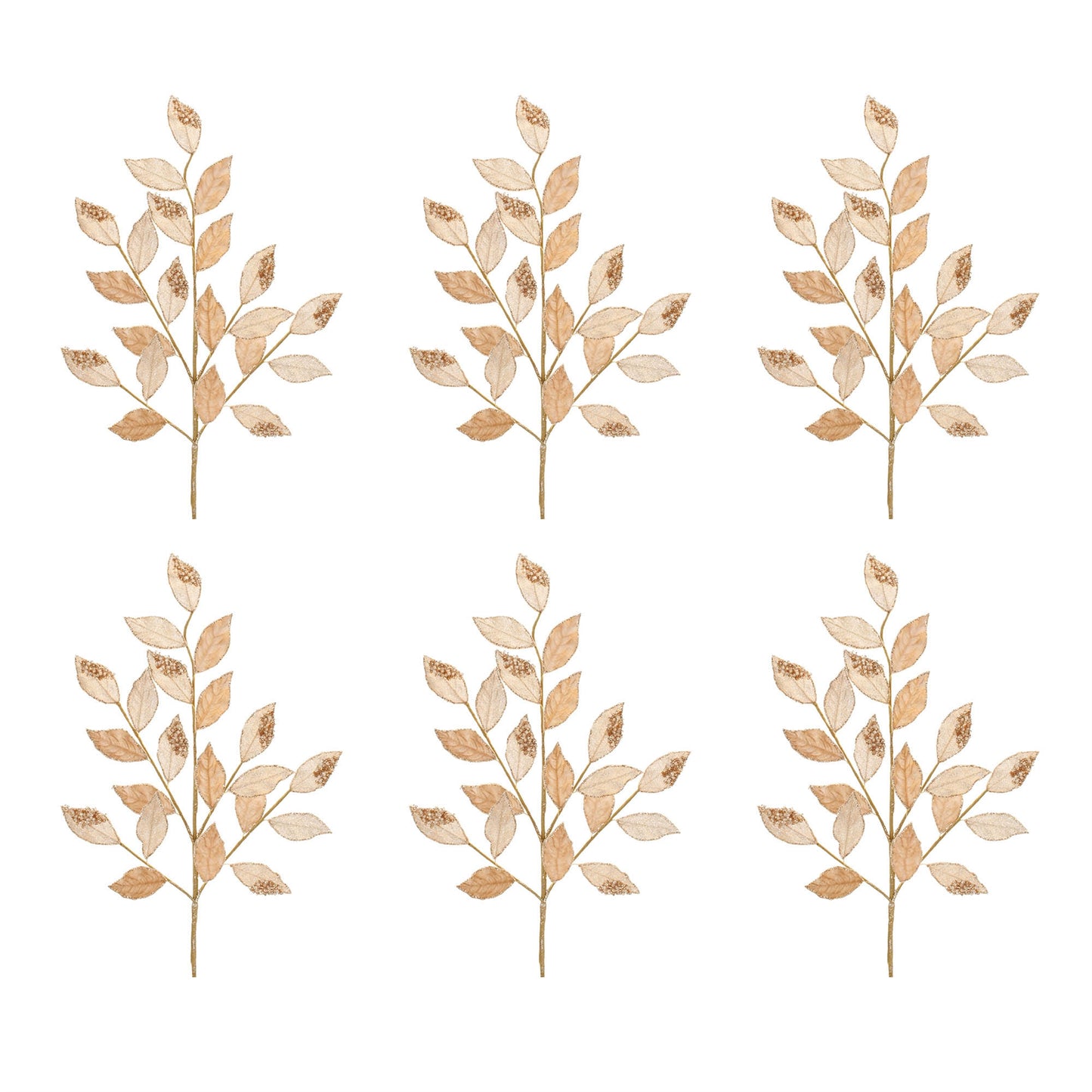 Beaded Peach Leaf Spray (Set of 6)
