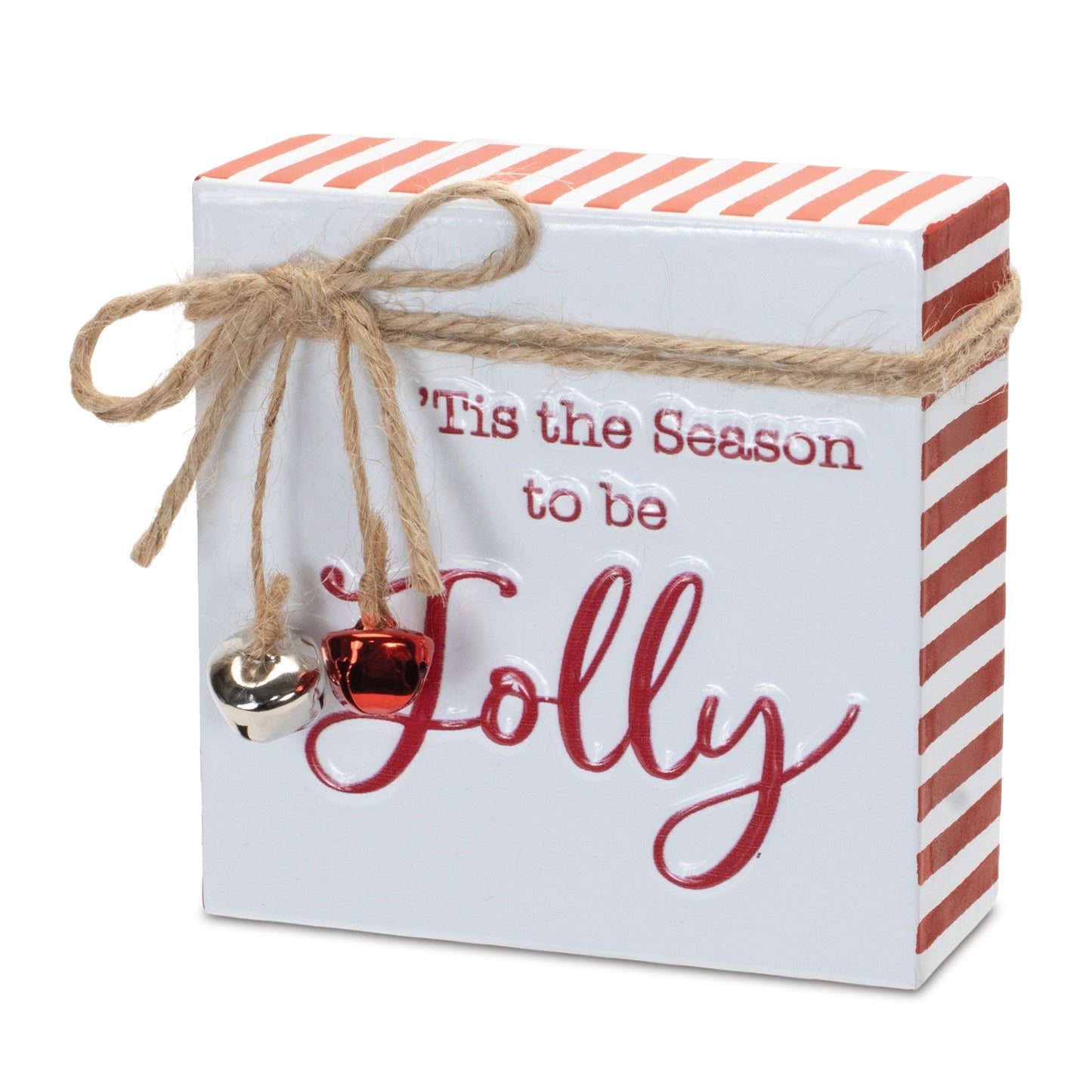 Metal Christmas Sentiment Sign with Bell Accents (Set of 2)