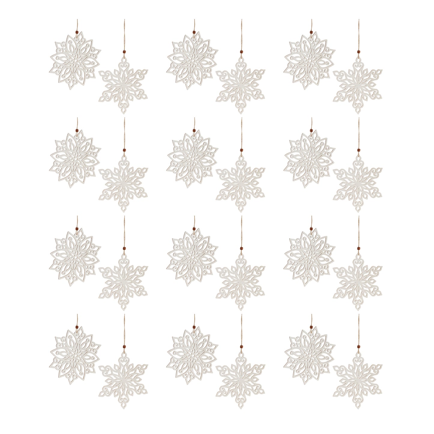 Wood Cut-Out Snowflake Ornament (Set of 24)