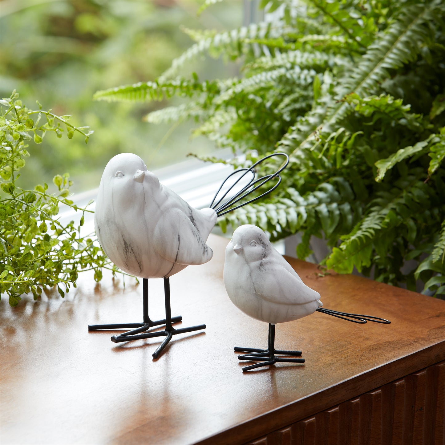 Marble Print Bird Figurine (Set of 2)