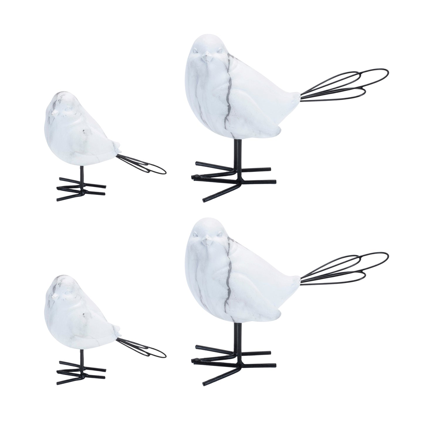 Marble Print Bird Figurine (Set of 4)