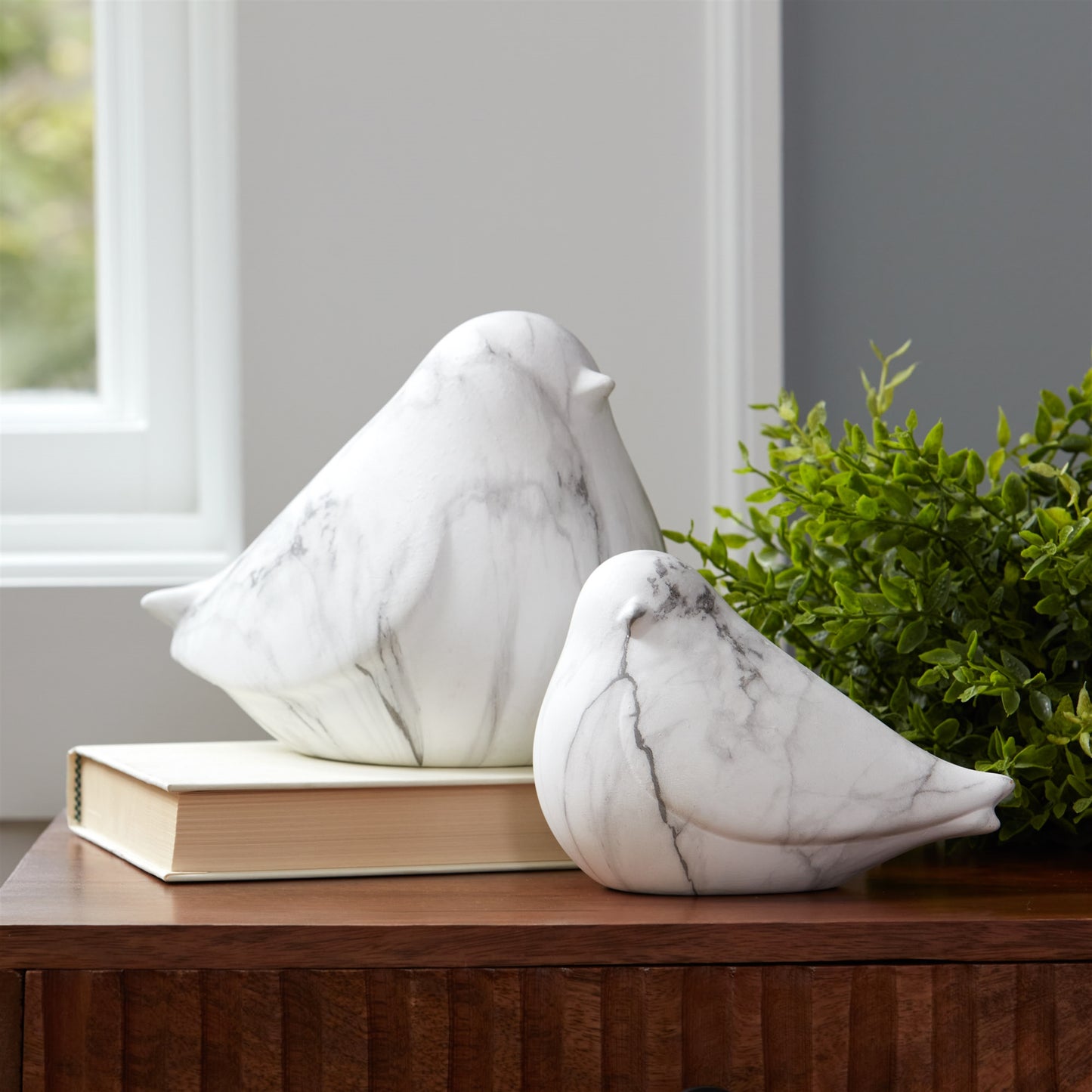 Marble Design Bird Shelf Sitter (Set of 2)