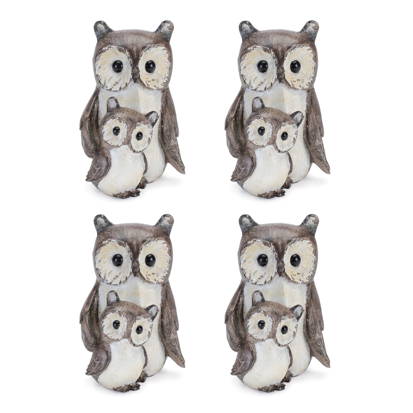 Woodland Owl with Baby Figurine (Set of 4)