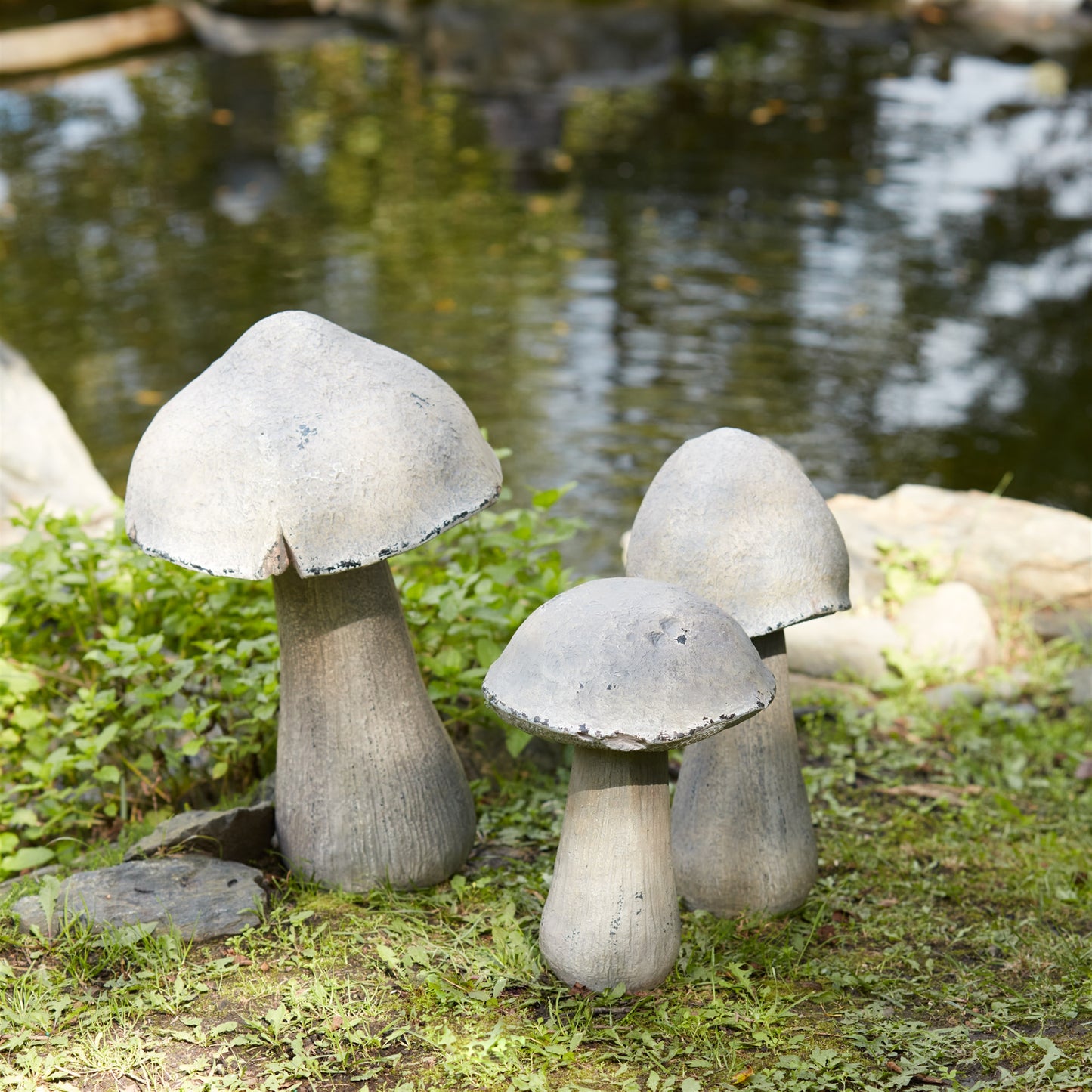 Stone Mushroom Garden Accent 20"H