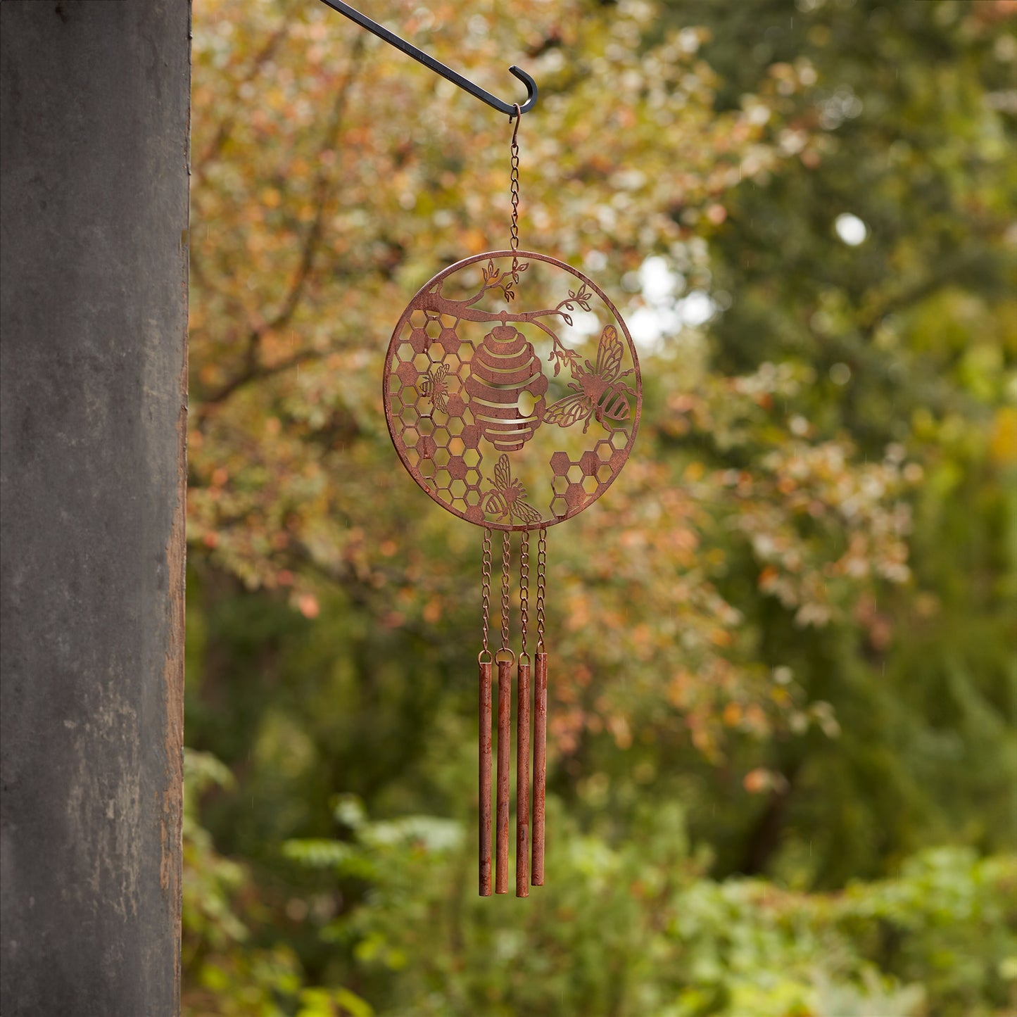 Bronze Metal Bumble Bee Wind Chime 33"H