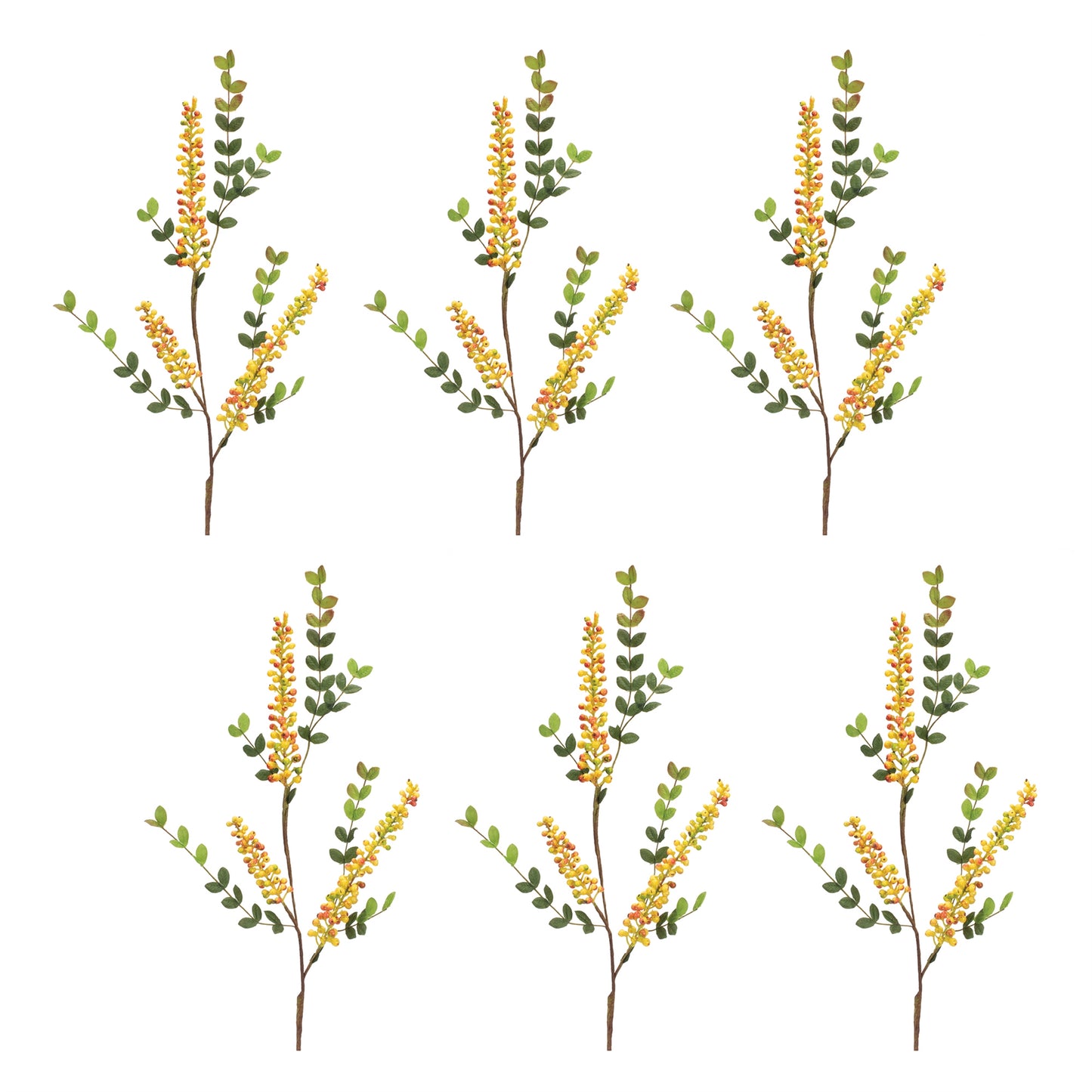 Yellow Berry Foliage Spray (Set of 6)