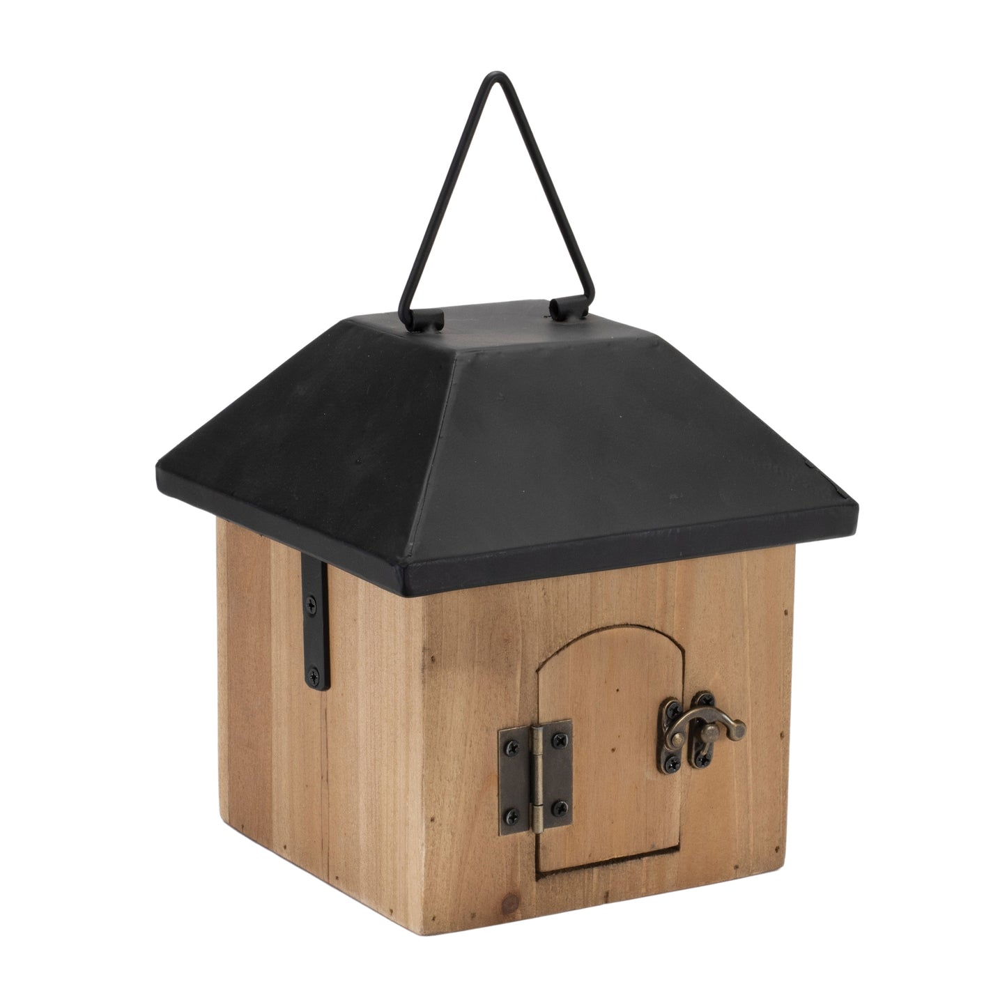 Wooden Birdhouse with Metal Roof 7.7"H