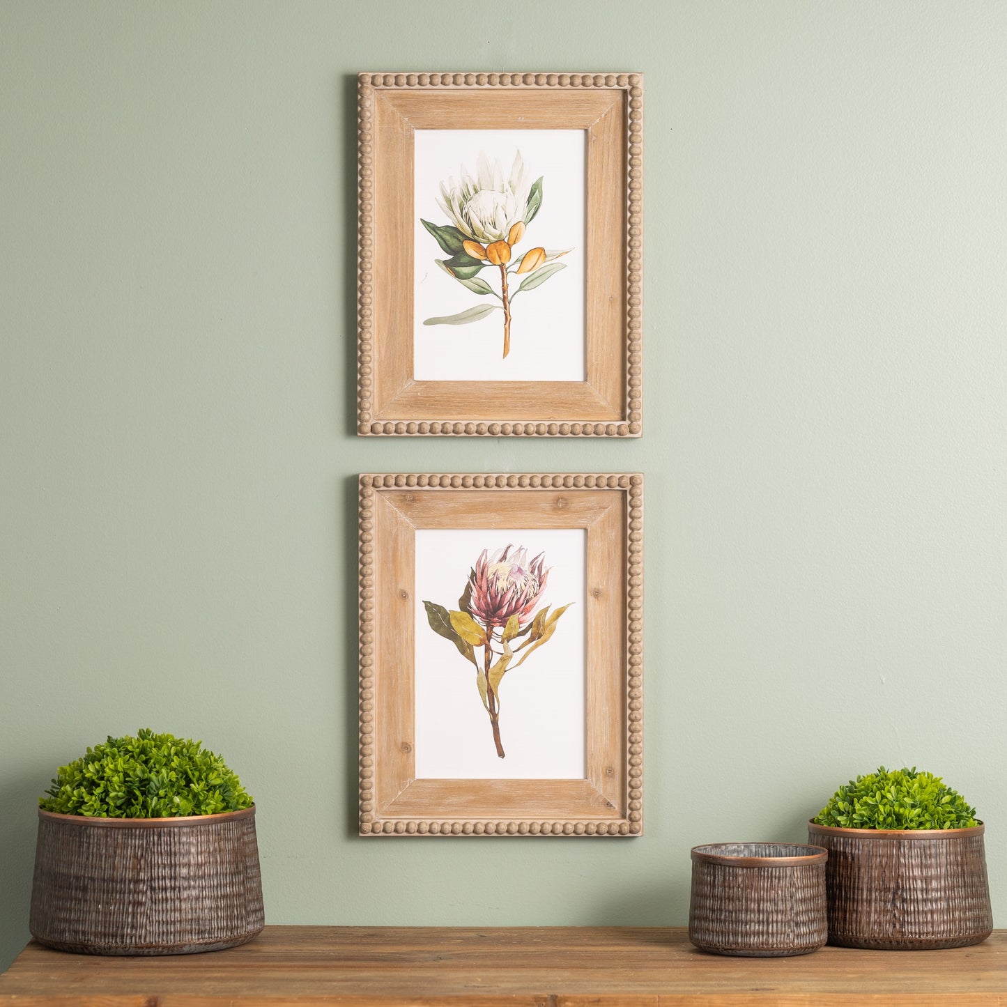 Wood Framed Protea Floral Print (Set of 2)
