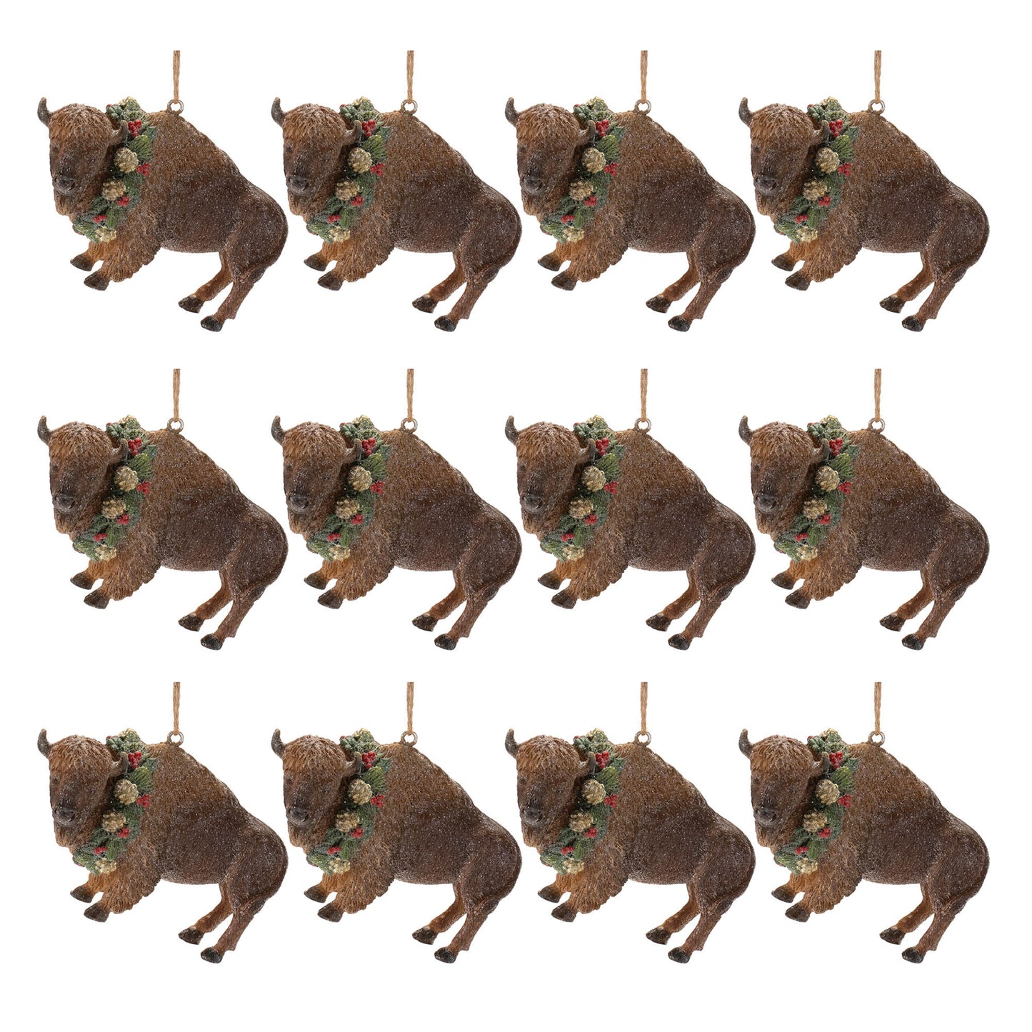 Glittered Bison Ornament (Set of 12)