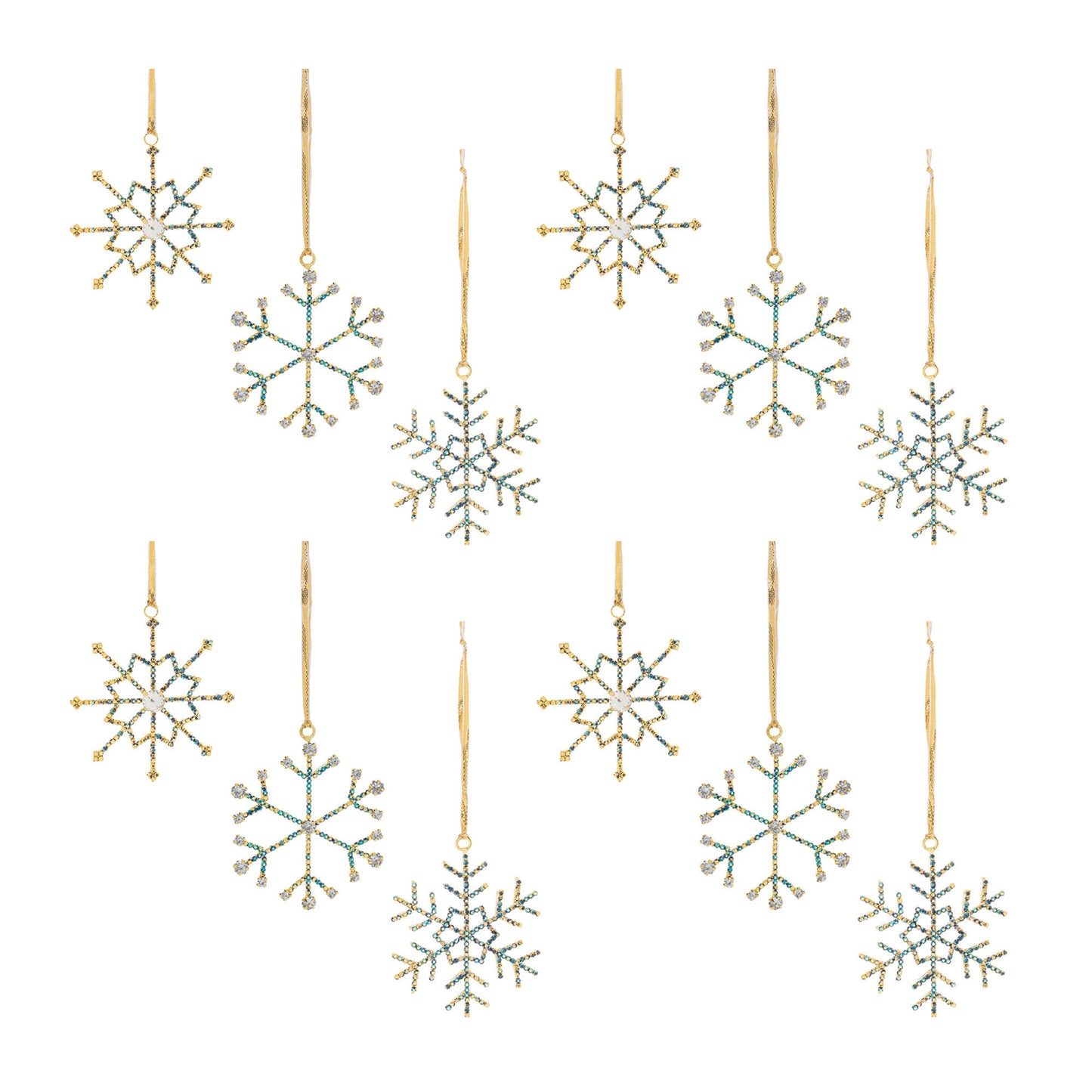 Jeweled Metal Snowflake Ornament (Set of 12)