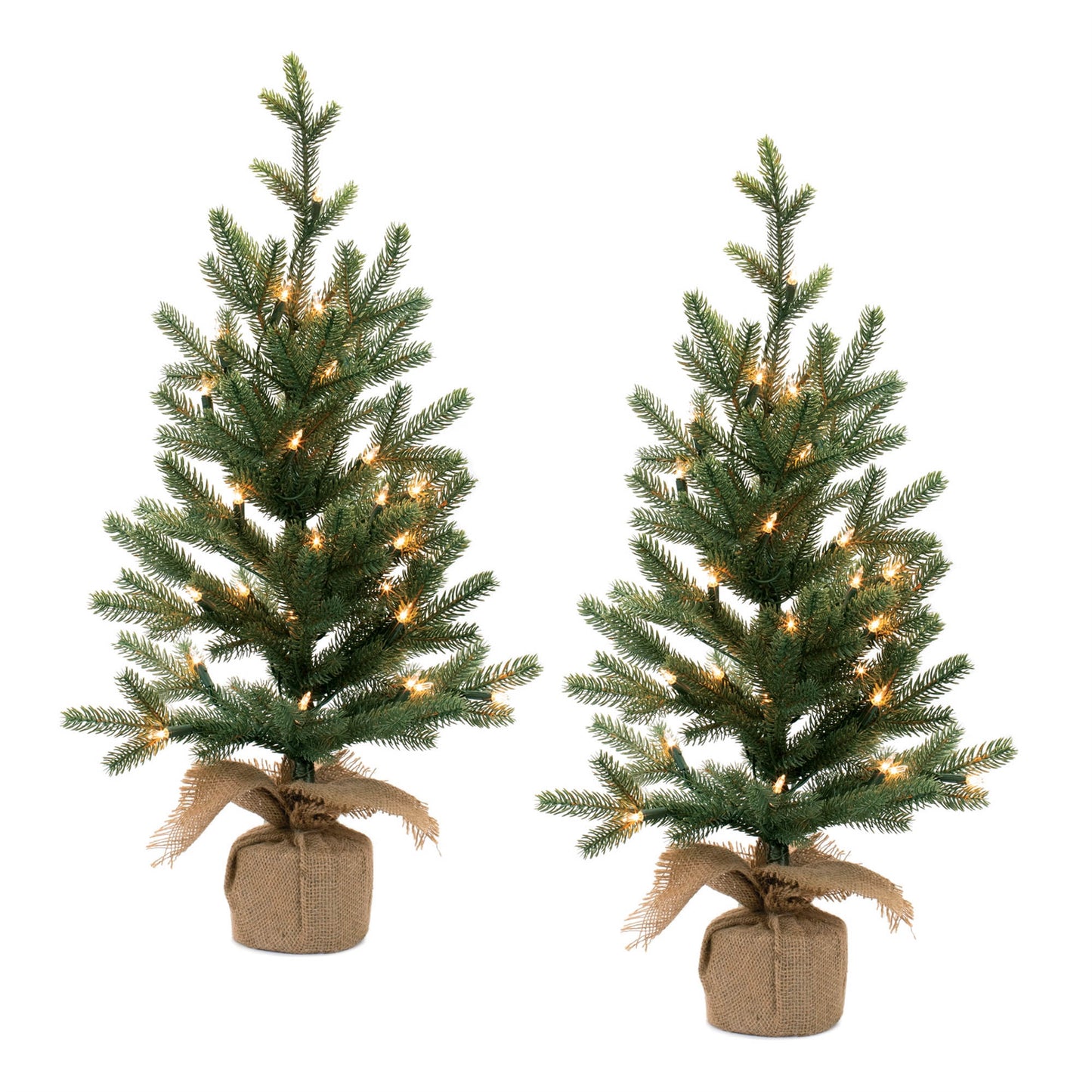 LED Pine Tree with Burlap Base (Set of 2) 27"H