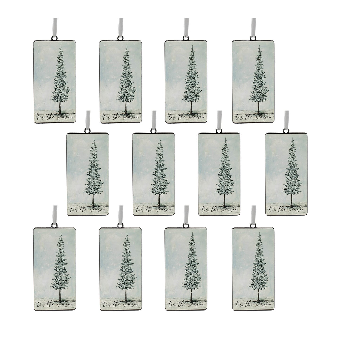 Tis the Season Pine Tree Ornament (Set of 12)