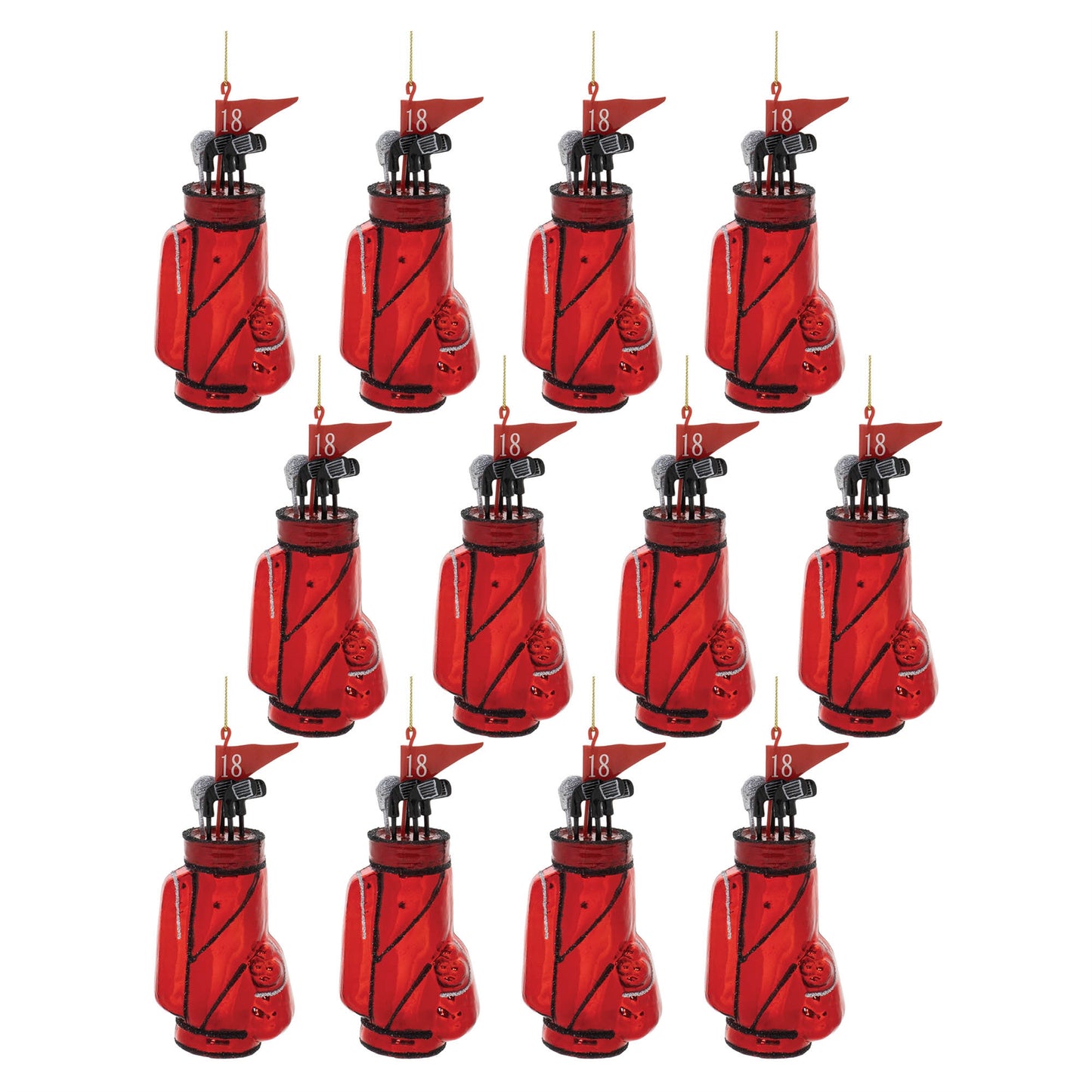Glass Golf Bag Ornament (Set of 12)