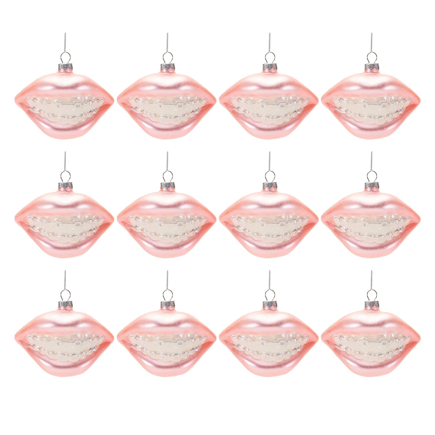 Glass Smile with Braces Ornament (Set of 12)