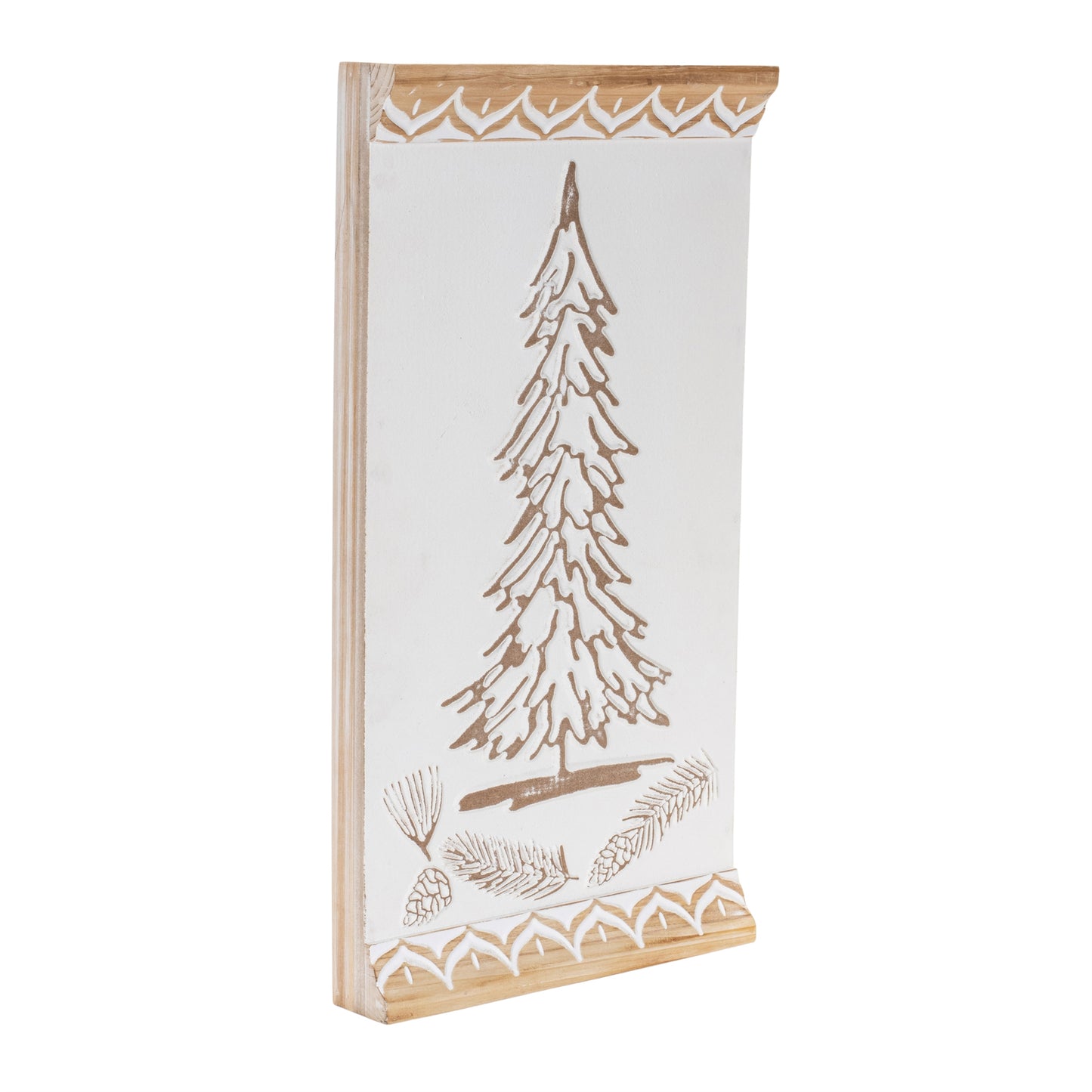 Carved Wood Pine Tree Wall Art 19"H