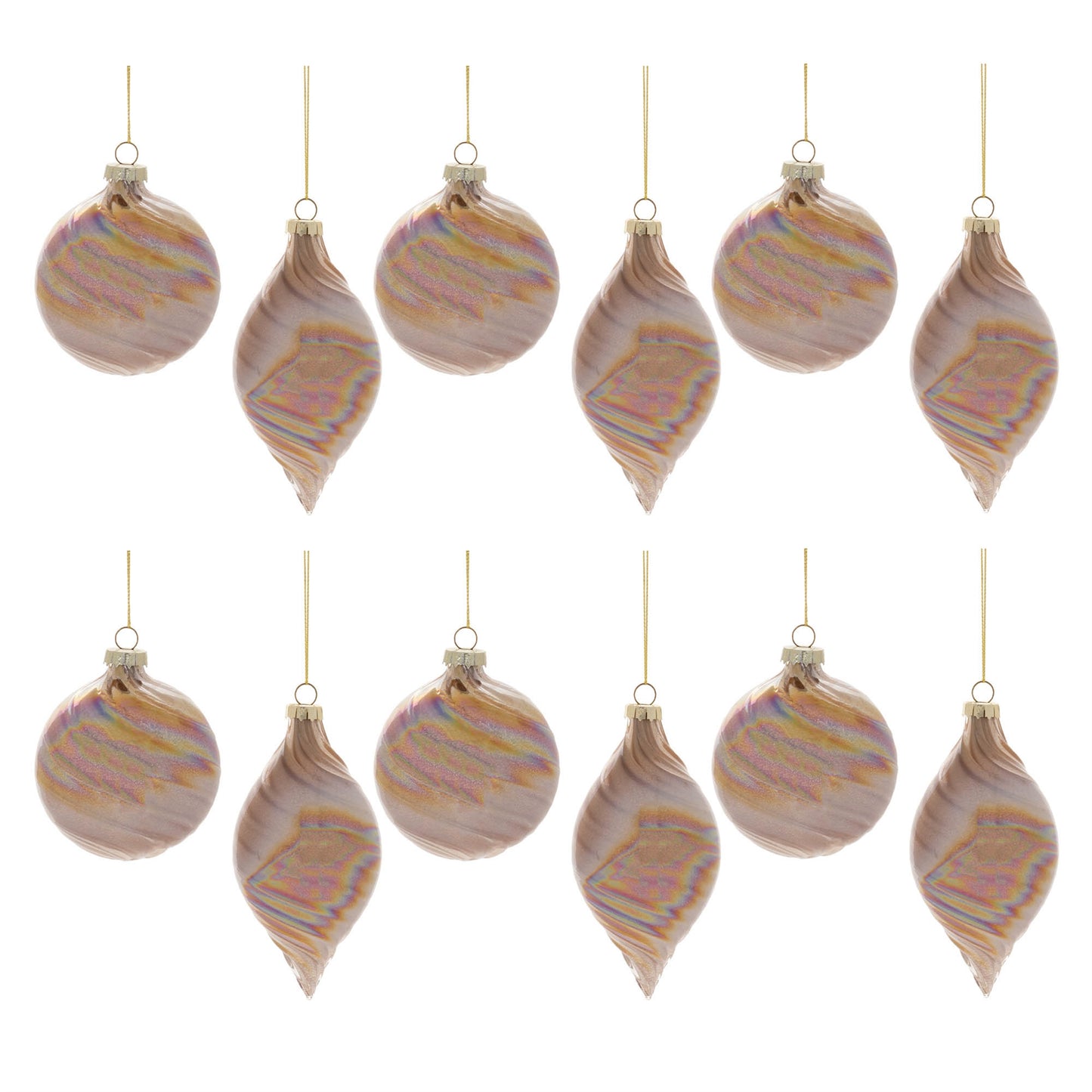 Iridescent Swirl Glass Ornament (Set of 12)