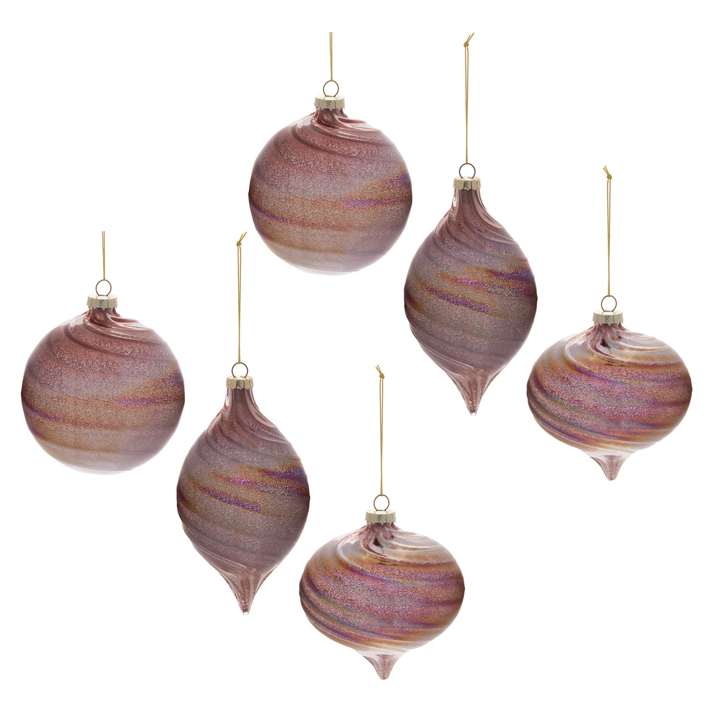 Iridescent Swirl Glass Ornament (Set of 6)