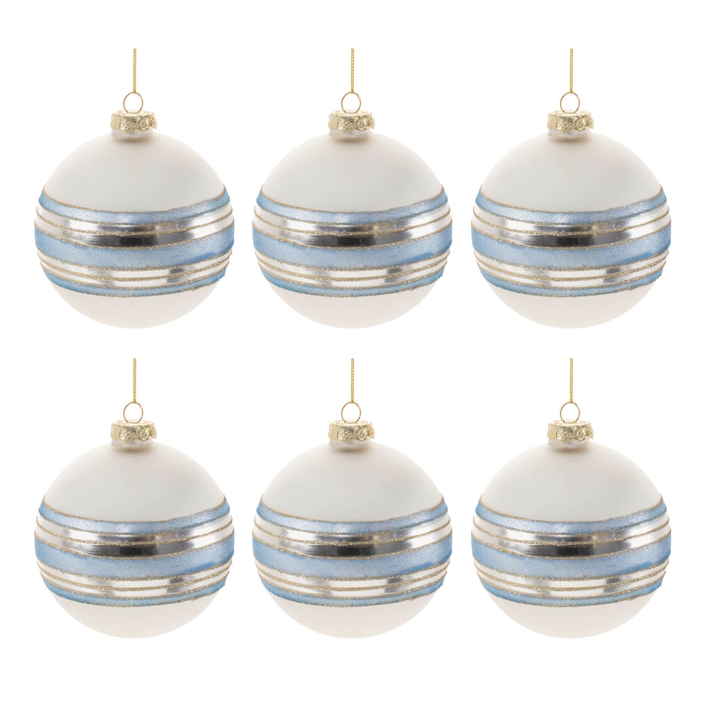 Striped Glass Ball Ornament (Set of 6)