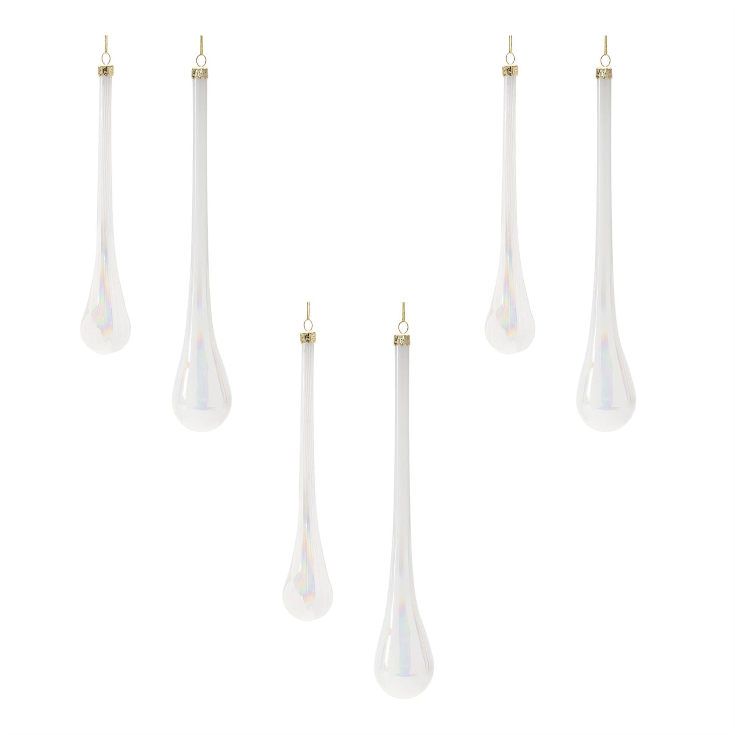 Iridescent Glass Drop Ornament (Set of 6)