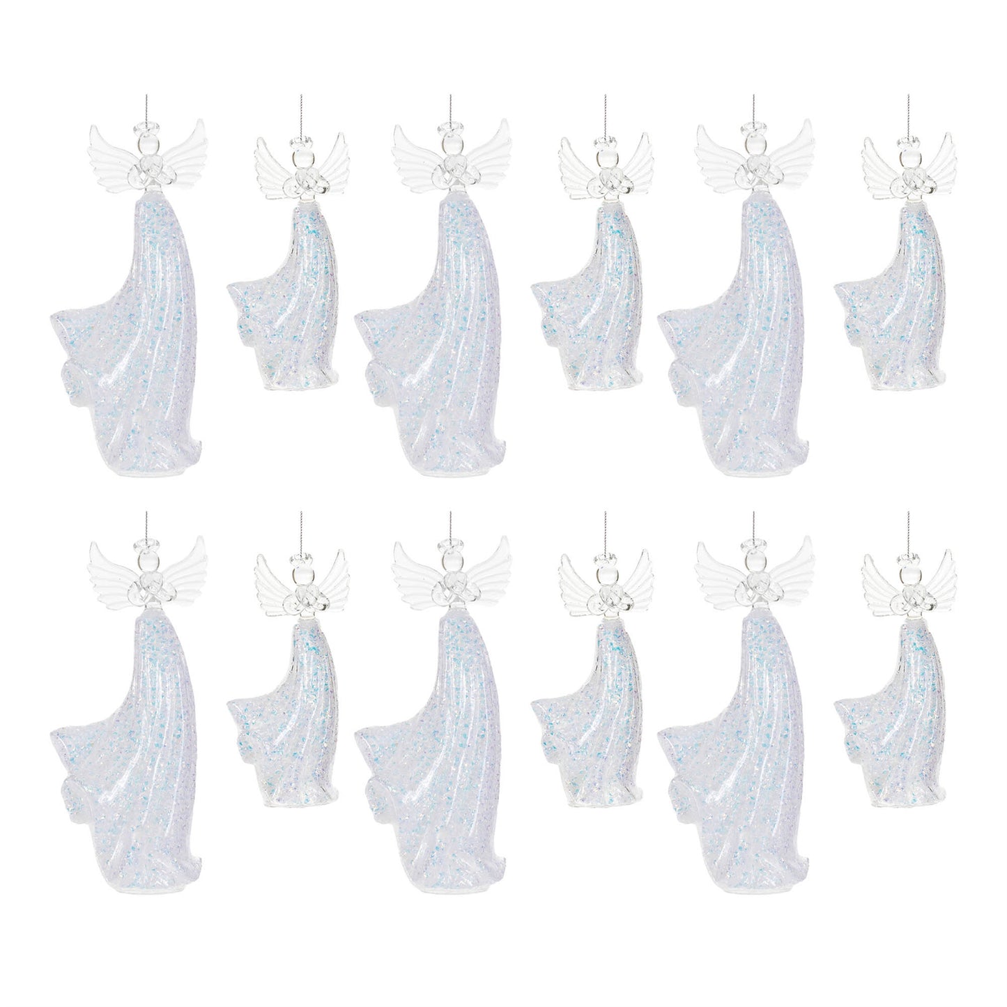 Iridescent Glass Angel Ornament (Set of 6)