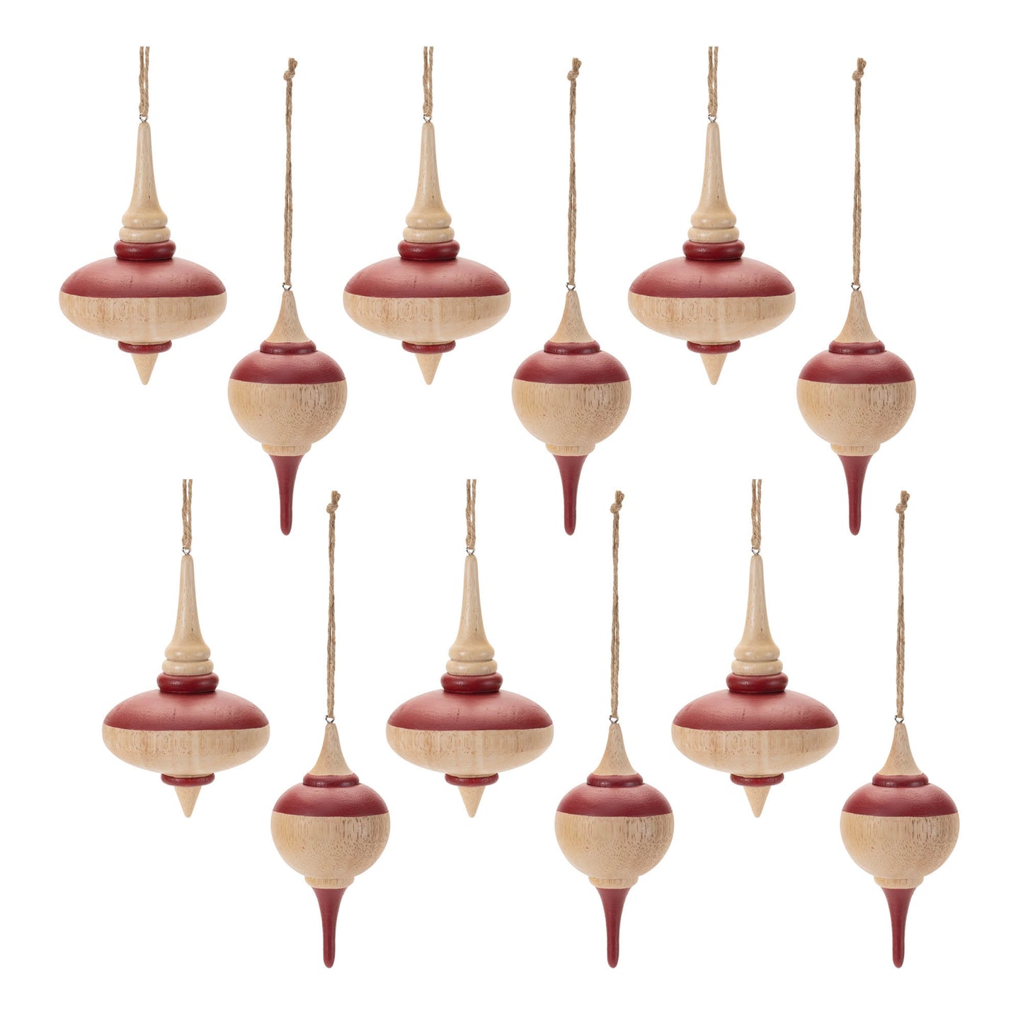 Oak Wood Top Ornament (Set of 12)