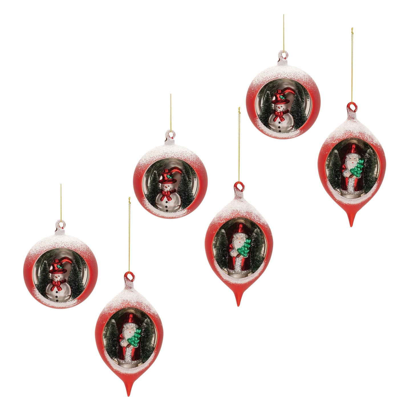 Mercury Glass Ornament with Pine Trees (Set of 6)