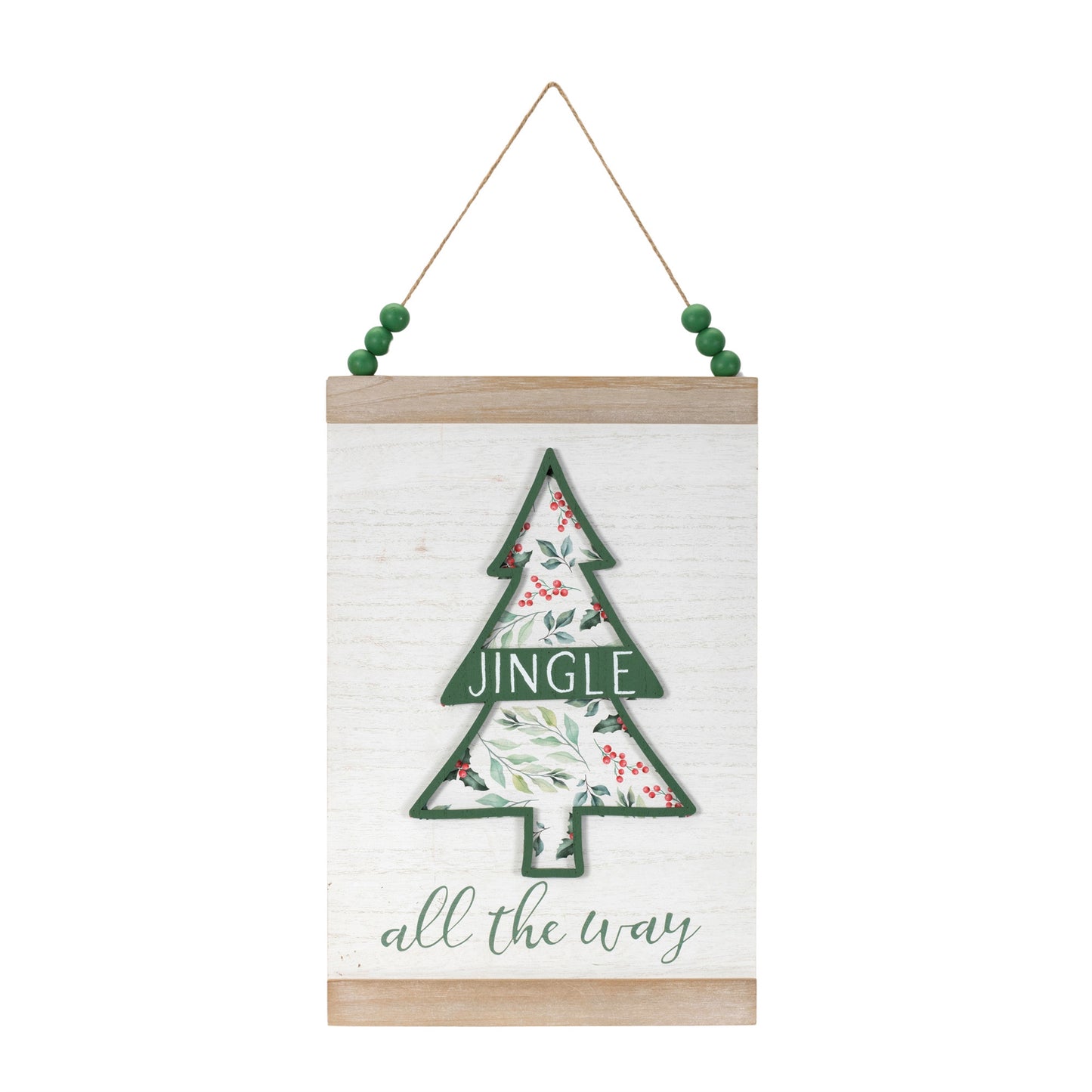 Wood Beaded Merry Christmas Banner (Set of 2)