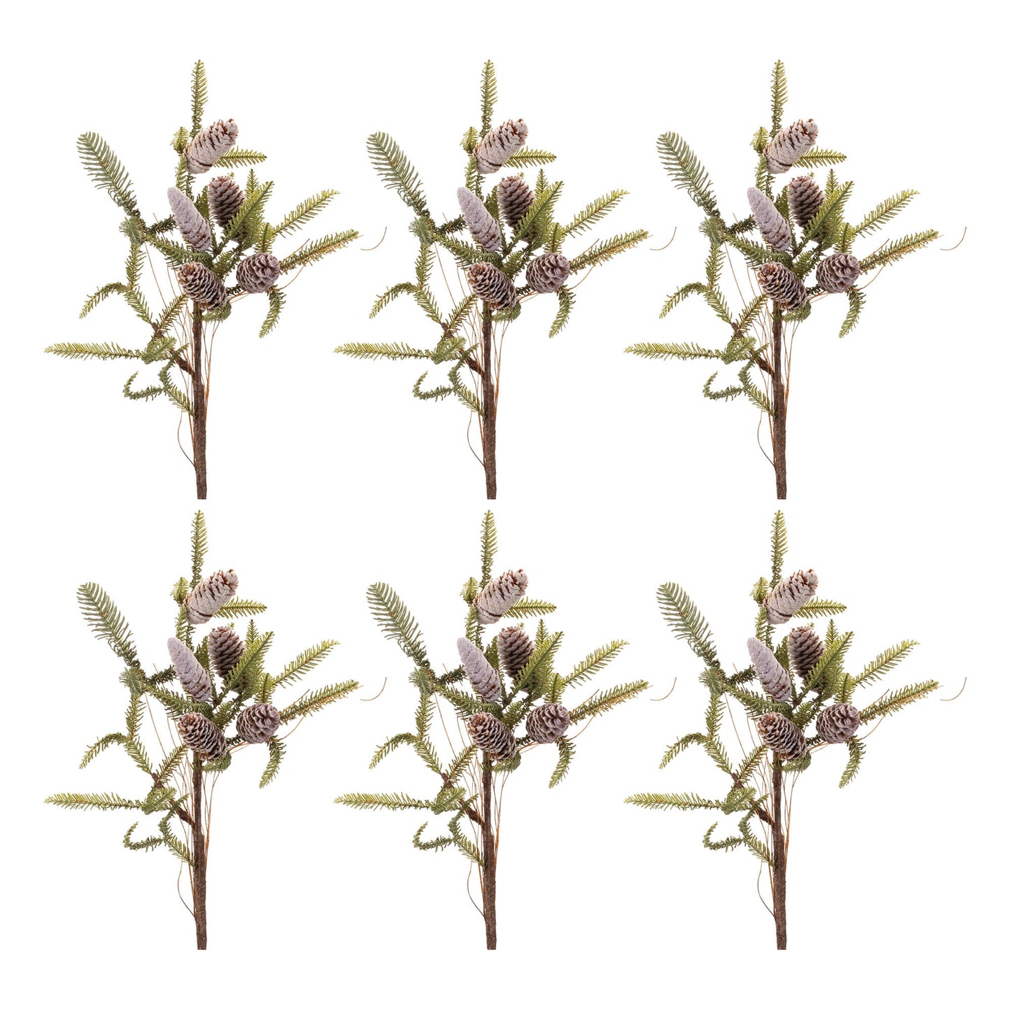 Pine Twig and Pinecone Spray (Set of 6)