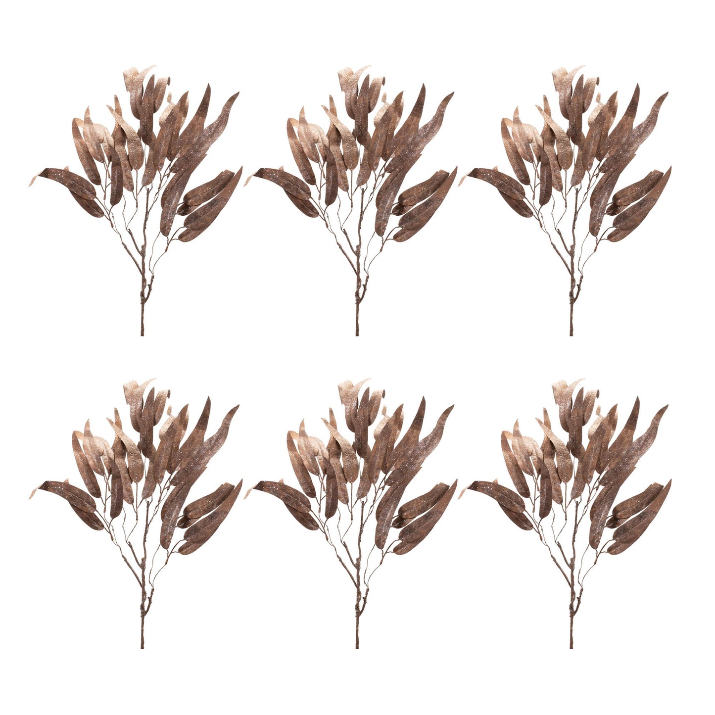 Glittered Long Leaf Eucalyptus Spray (Set of 6)