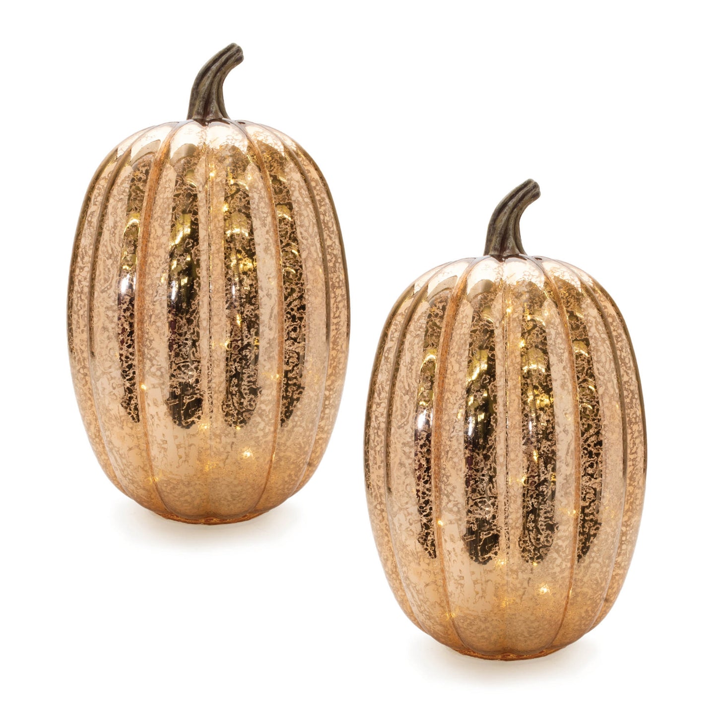 LED Mercury Glass Pumpkin Decor (Set of 2)