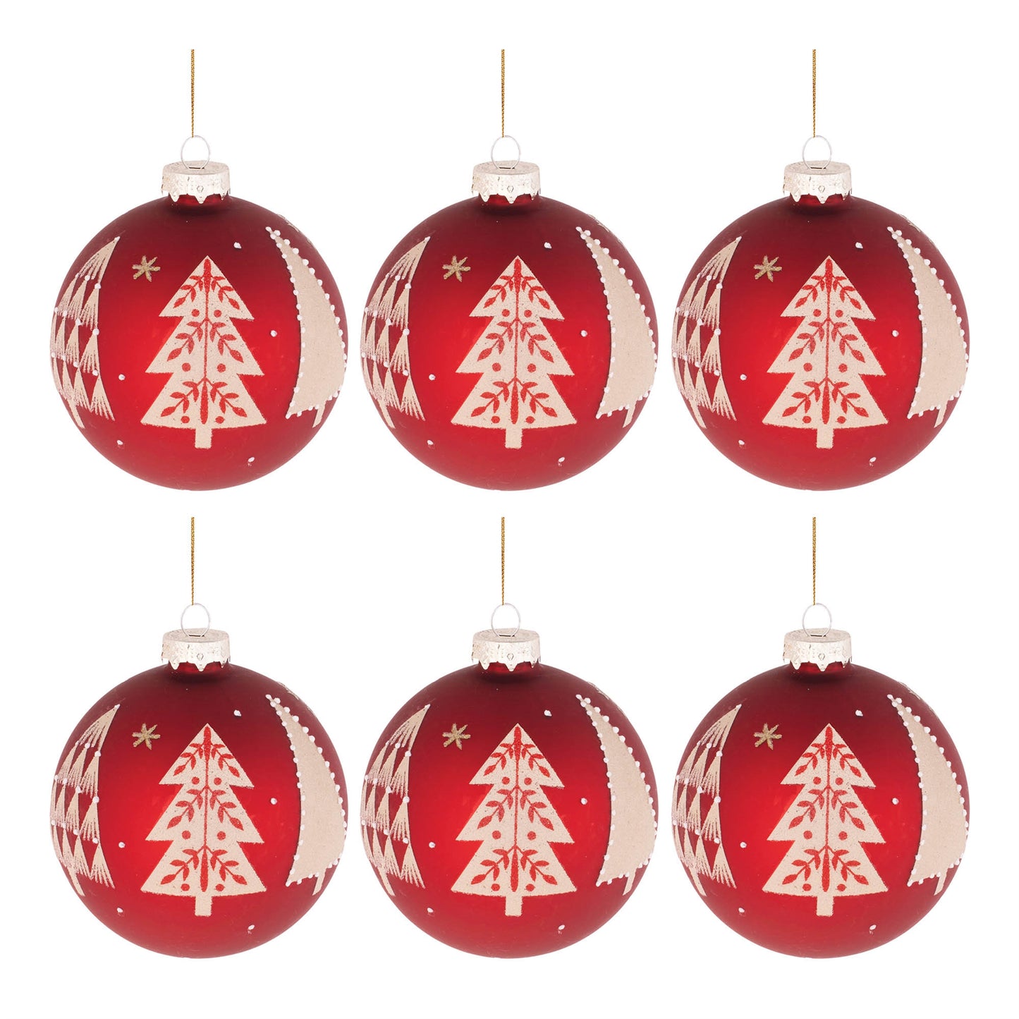 Beaded Pine Tree Ball Ornament (Set of 6)