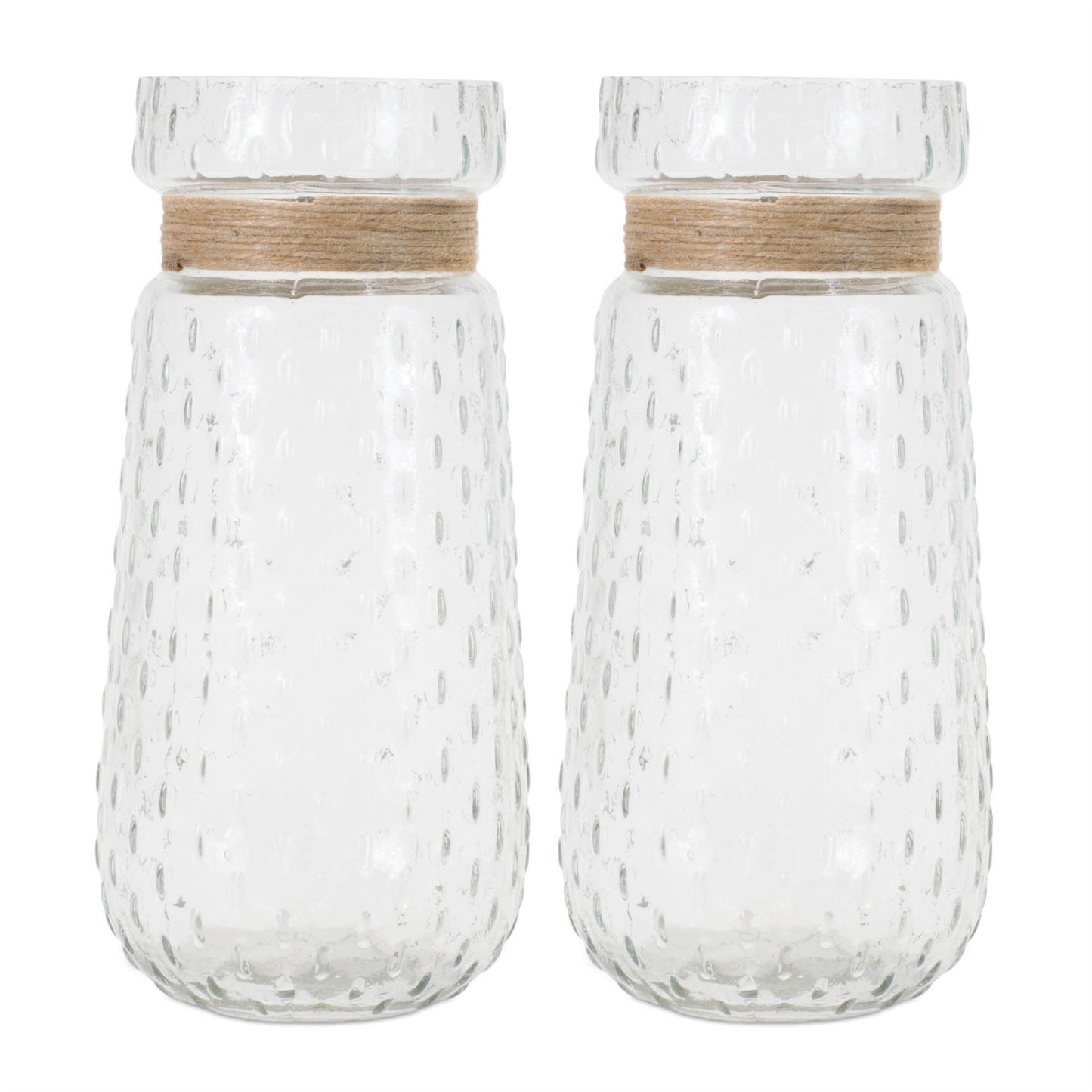 Texture Glass Vase with Jute Accent (Set of 2)