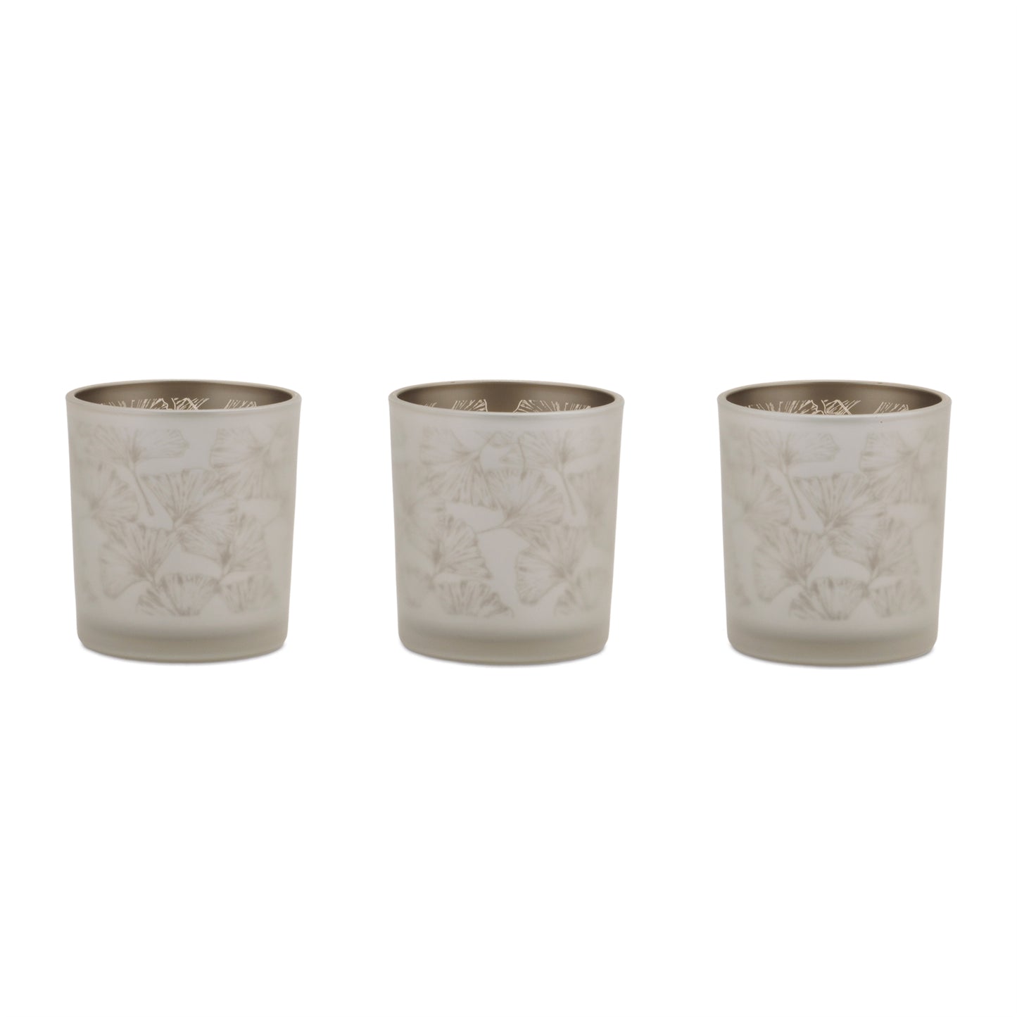 Set of 3 Silver & Gold Glass Votive Candle Holders