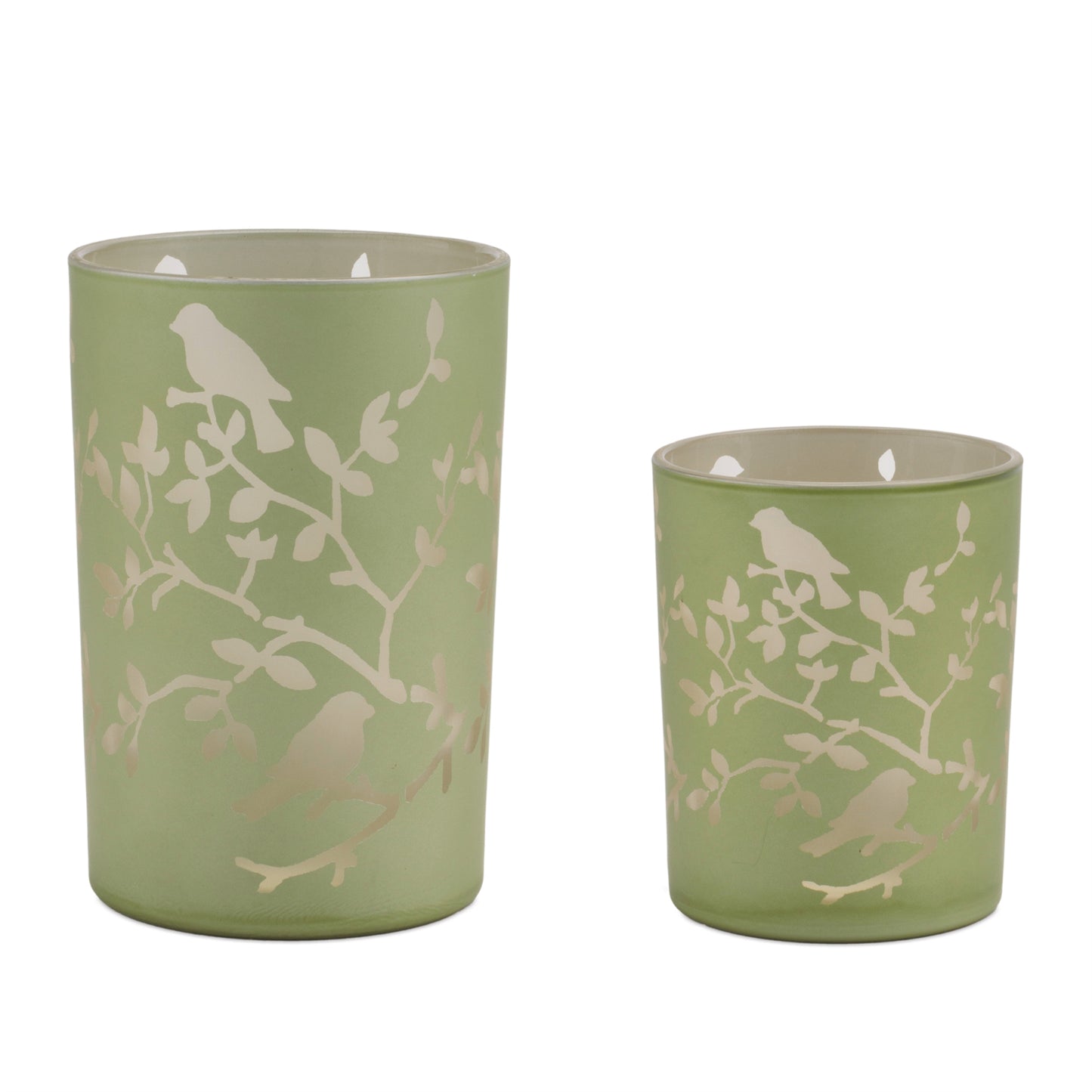 Frosted Floral Bird Candle Holder (Set of 2)