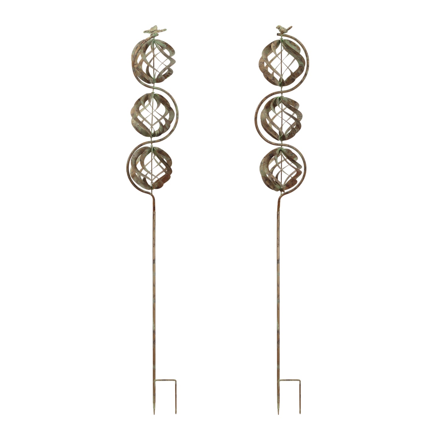 Bird and Butterfly w/Triple Orb Stake (Set of 4)