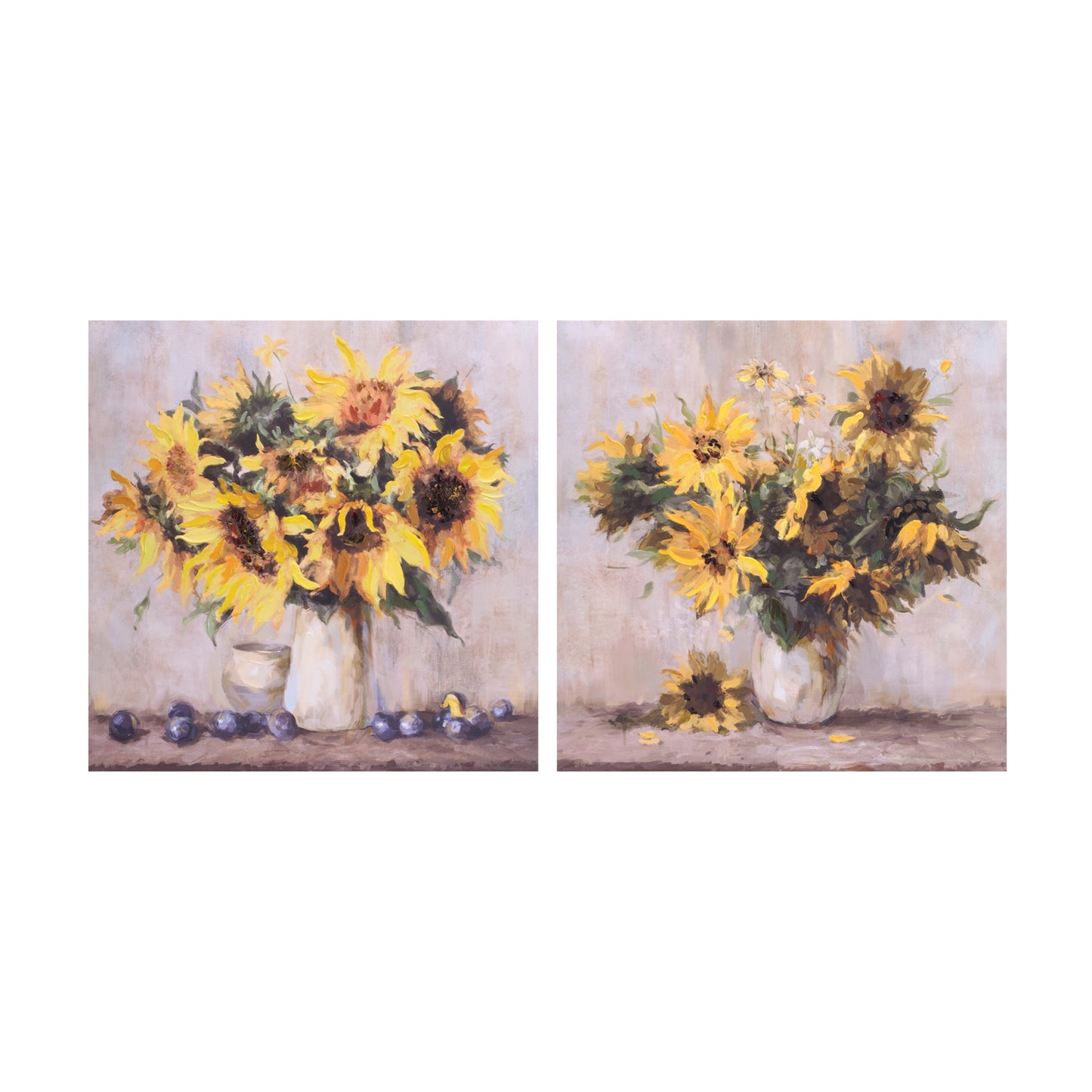 Sunflower Vase Canvas Wall Art 32"L (Set of 2)