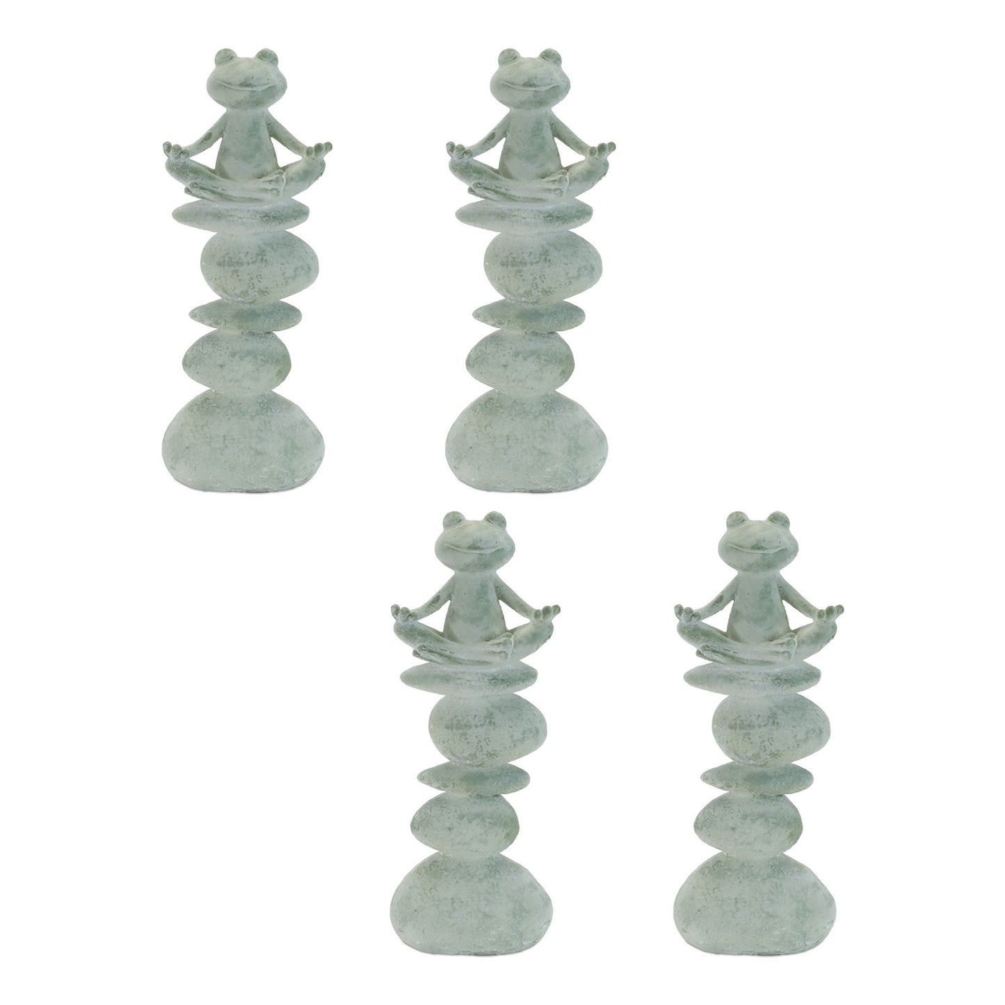 Yoga Frog on Rock Stack Statue (Set of 4)