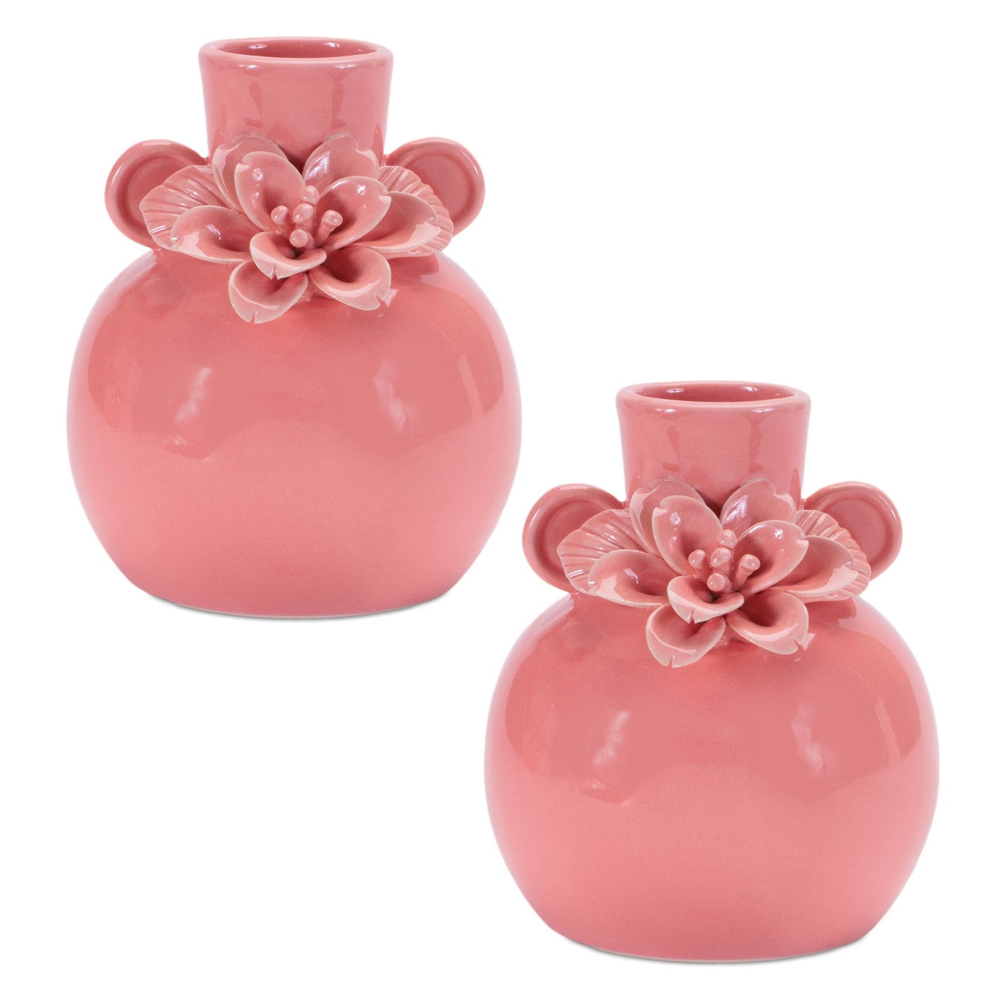 Storeware Bud Vase with Floral Accent (Set of 2)
