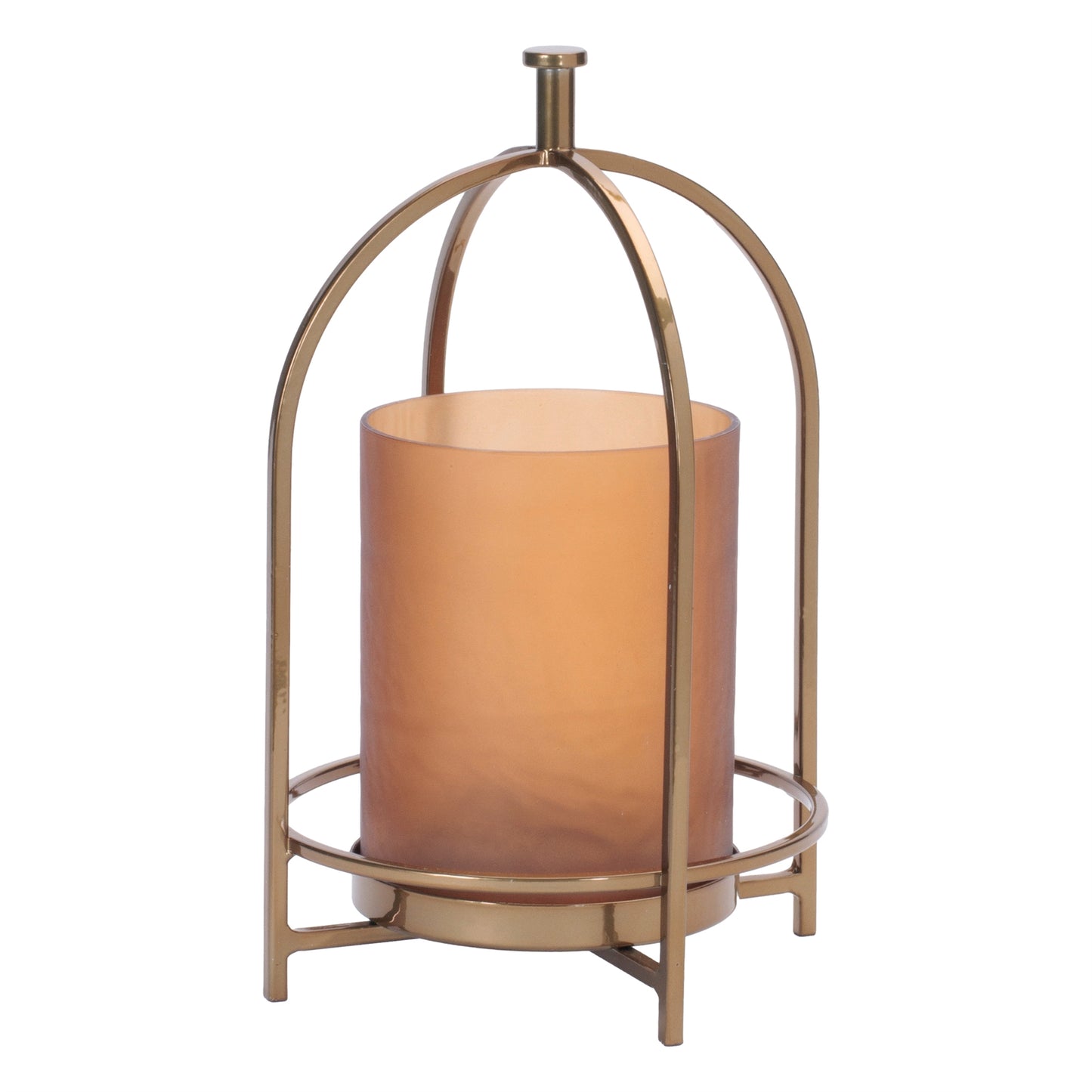 Amber Glass Candle Holder with Arched Frame 11.25"H