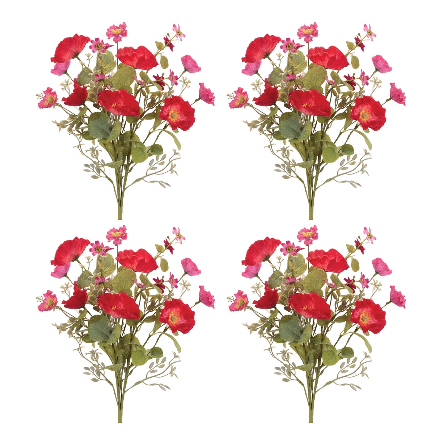 Mixed Poppy Floral Bush (Set of 4)