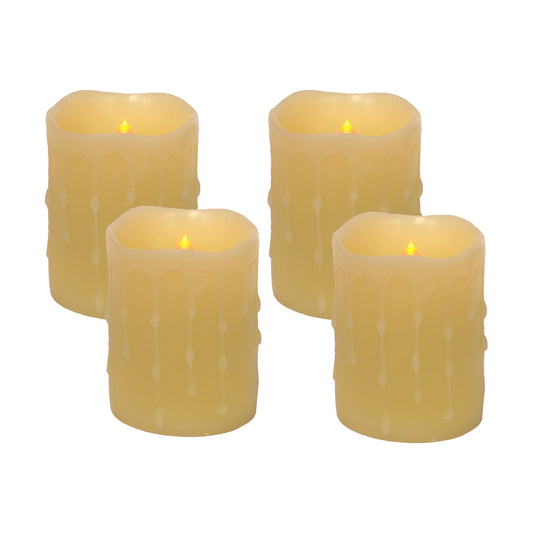 LED Dripping Wax Pillar Candles (Set of 4)