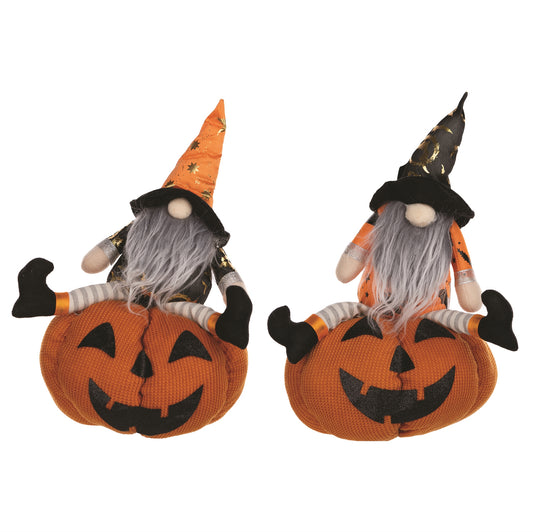 Plush Halloween Gnome with Jack O Lantern 14"H