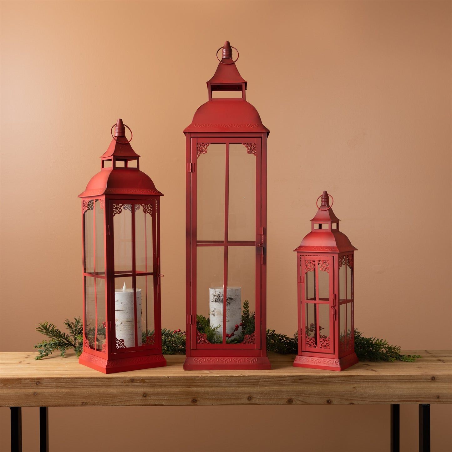 Ornamental Metal Floor Lantern (Set of 3)