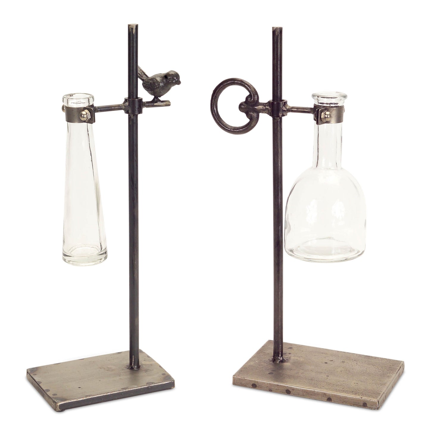 Hanging Bud Vase with Metal Stand (Set of 2)